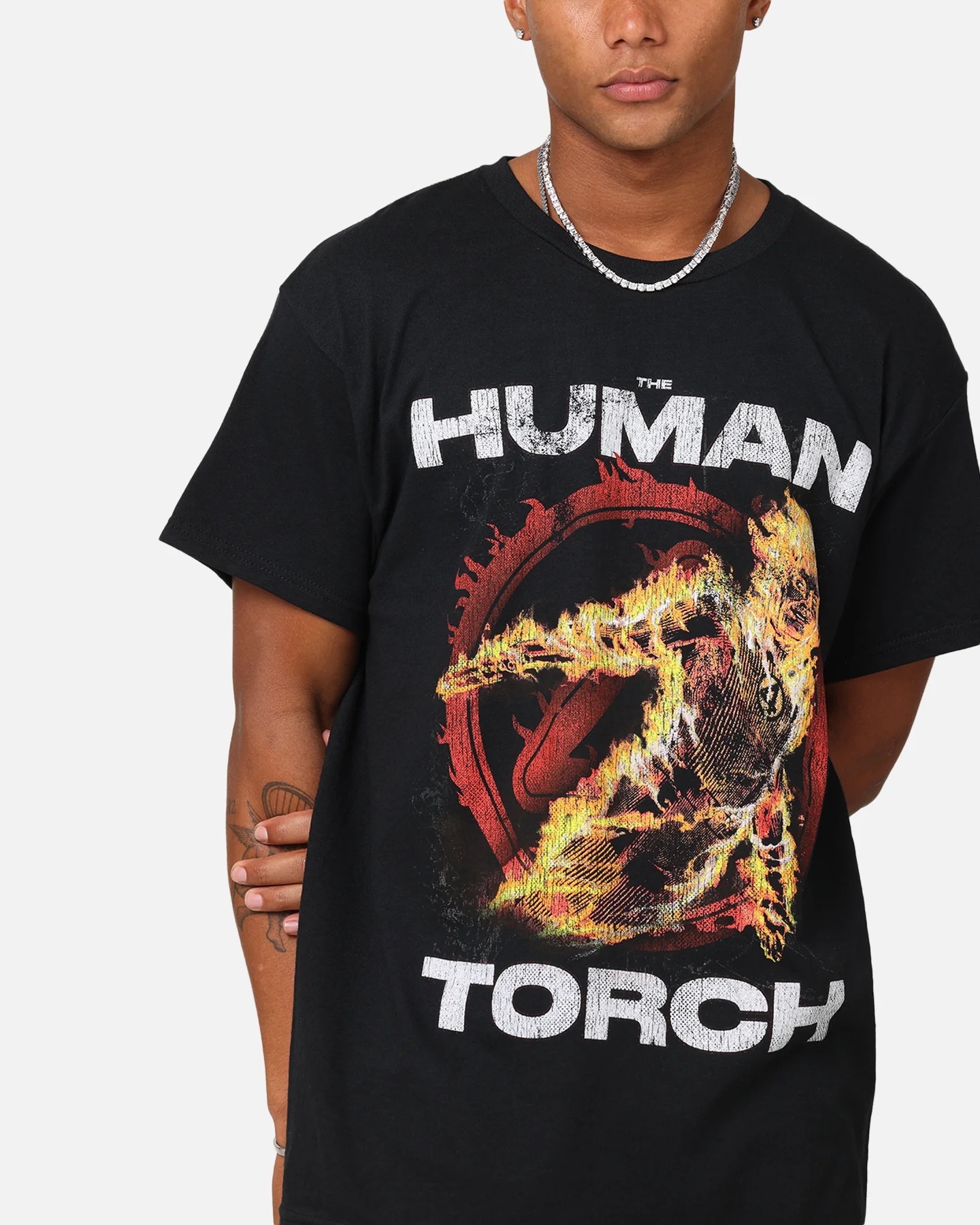 Goat Crew Marvel Fantastic Four Human Torch Fire T-Shirt Black - Image 6