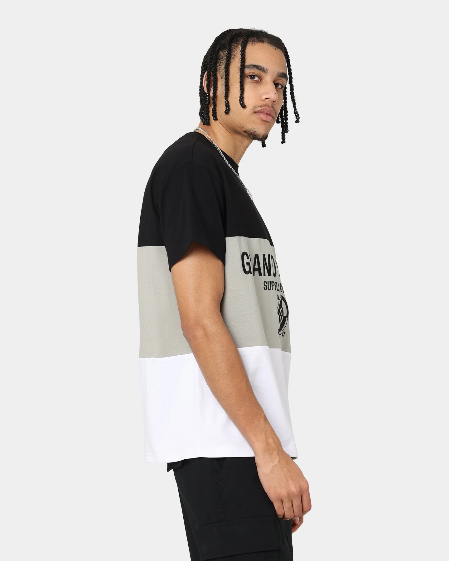 Grand Scheme Colour Block T-Shirt Black/White/Grey - Image 5