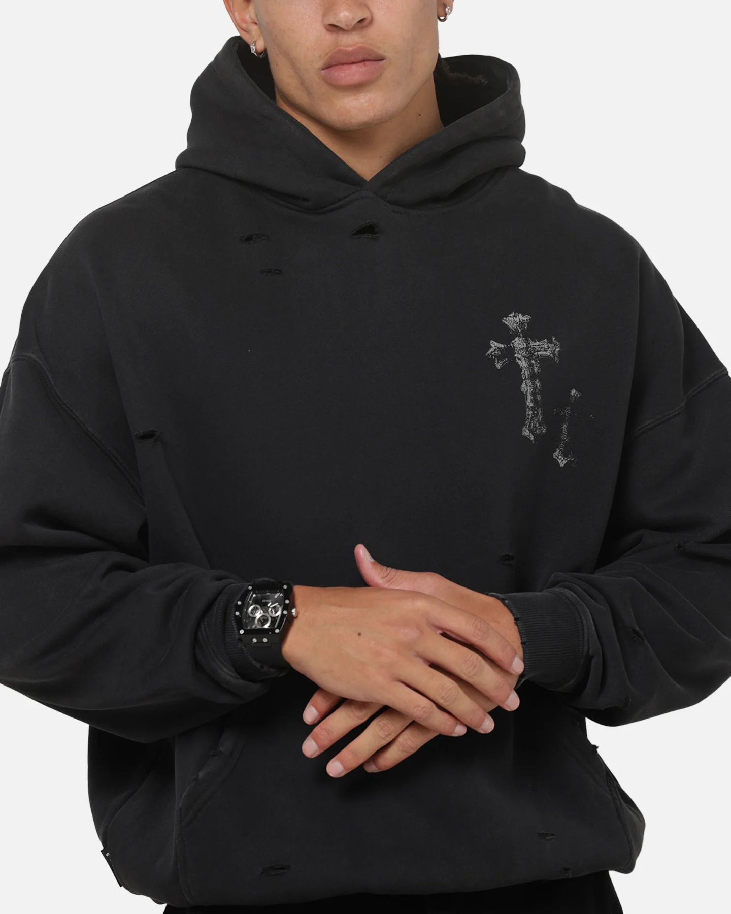 Saint Morta Graves Boxy Hoodie Washed Black - Image 8