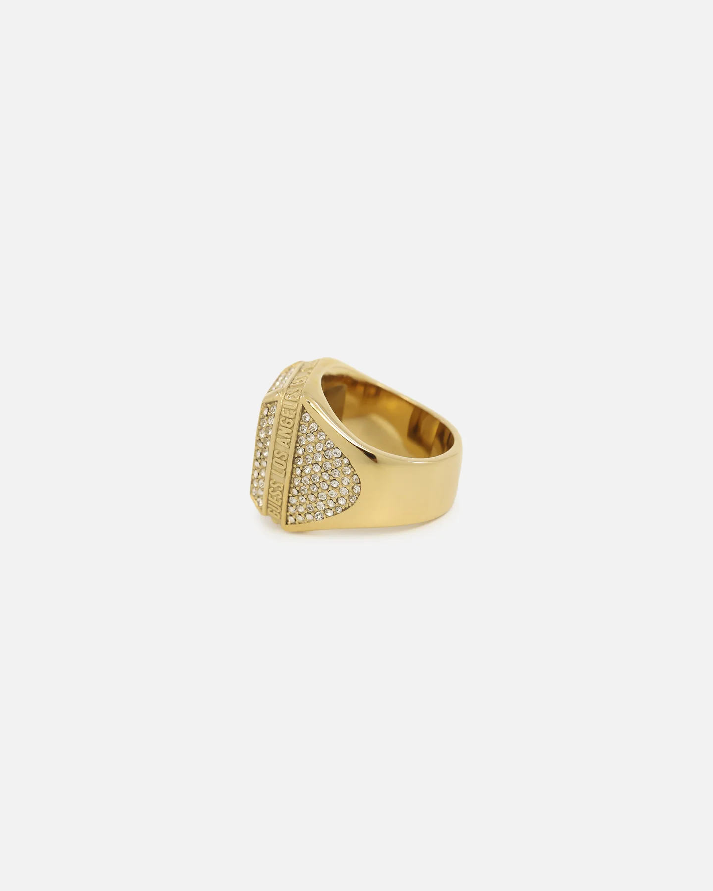 Guess Mainline 14mm Lion Pave Signet Ring Gold - Image 5