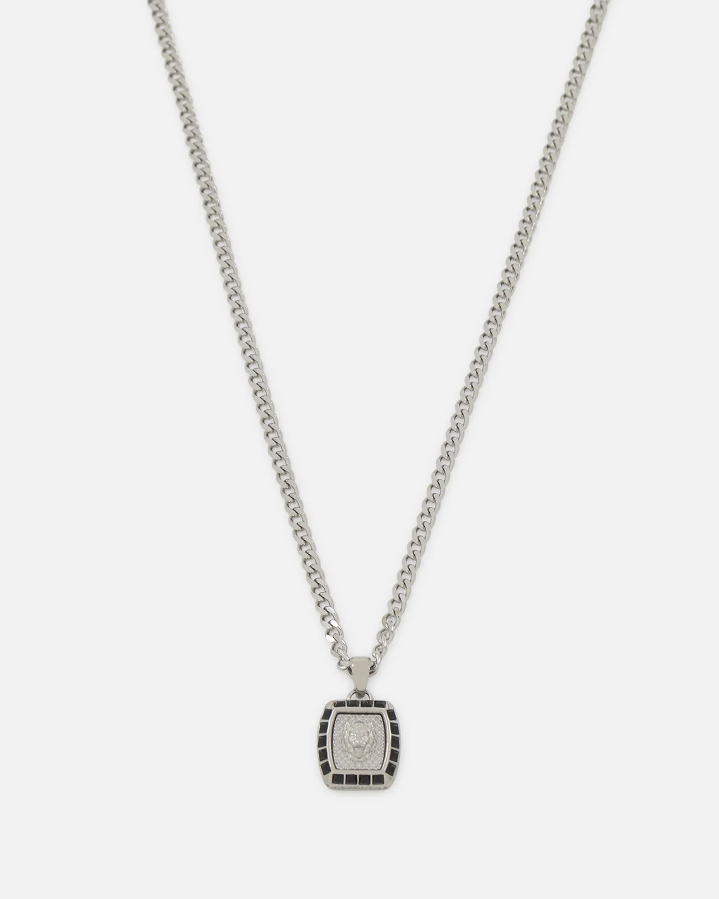 Guess Mainline 21" Lion 16mm Charm Necklace Silver