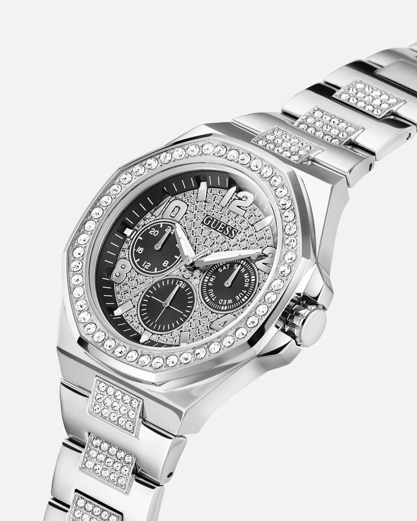 Guess Mainline Empire Crystal Watch Silver - Image 4