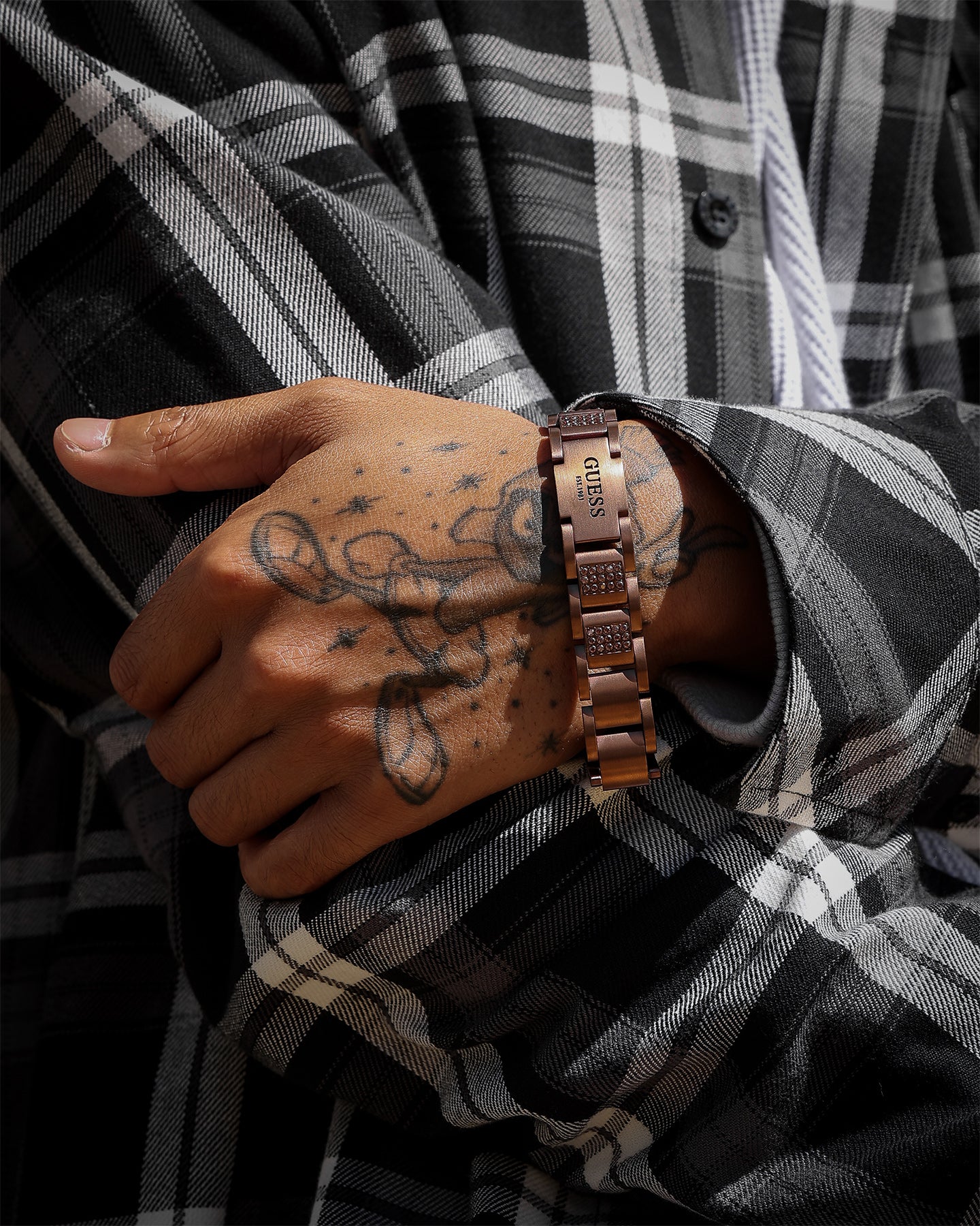 Guess Mainline Frontier 15mm Bracelet Chocolate Brown - Image 5