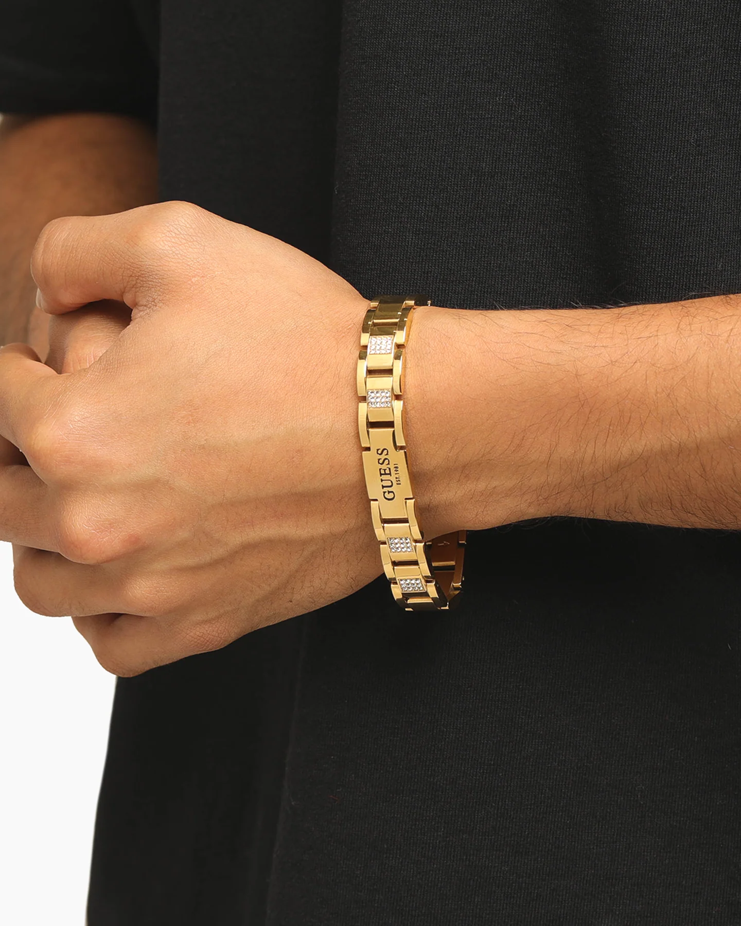 Guess Mainline 15mm Frontier Crystal Bracelet Gold - Image 10