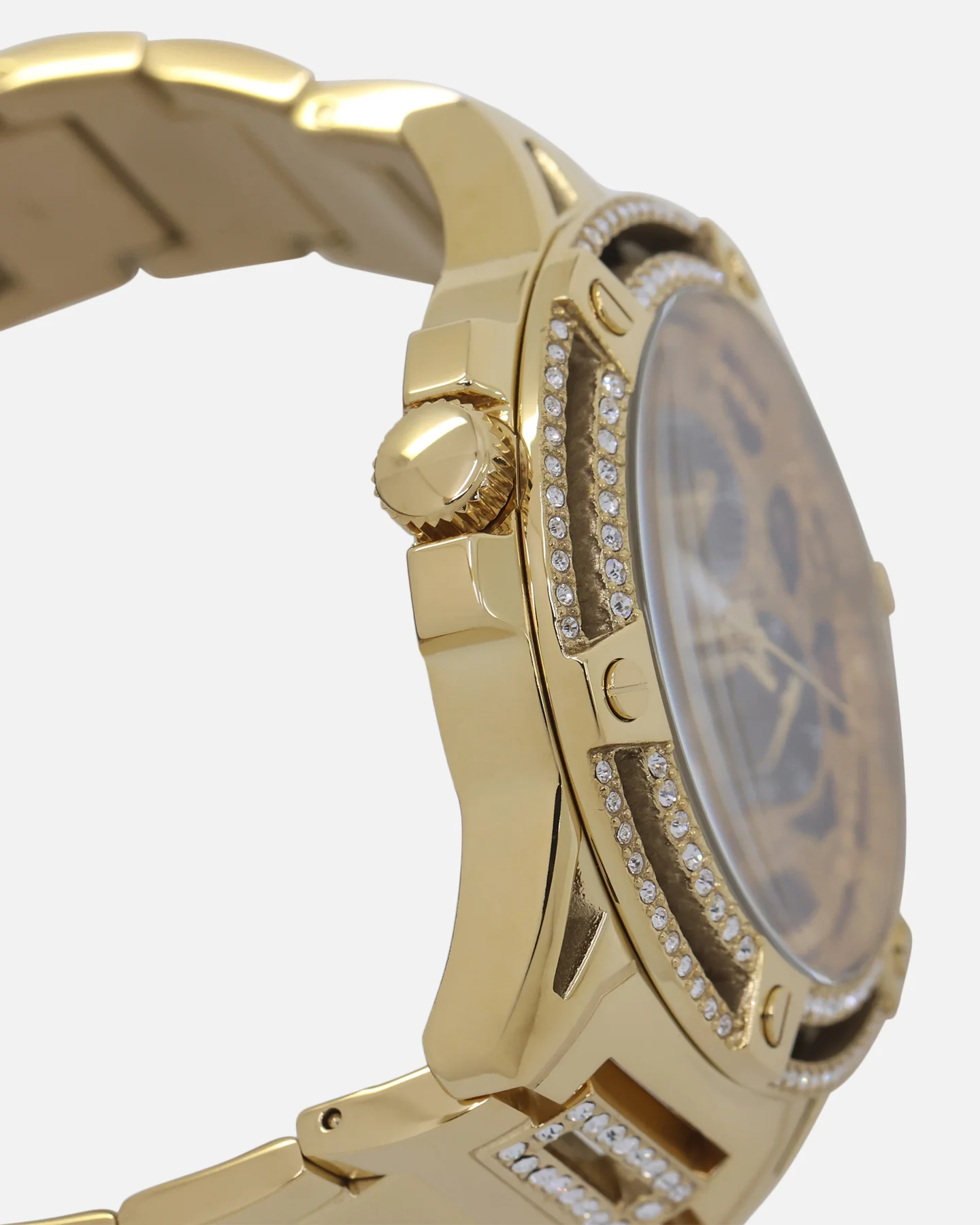 Guess Mainline King Crystal Leopard Bracelet '40th Anniversary' Watch Gold - Image 5