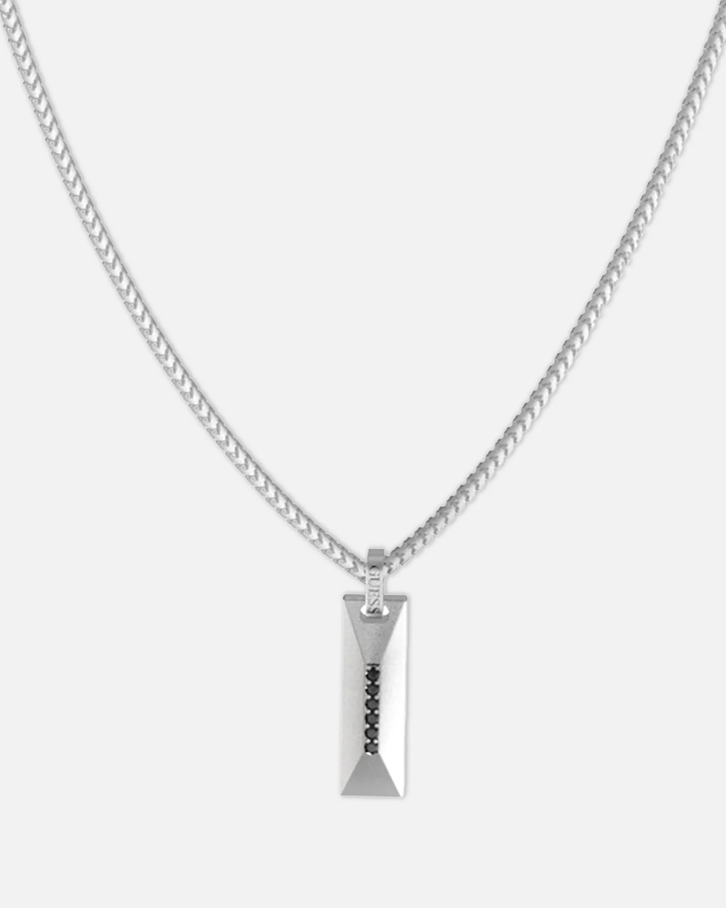 Guess Mainline True Spirit Crystal Tag Necklace Silver - Image 2