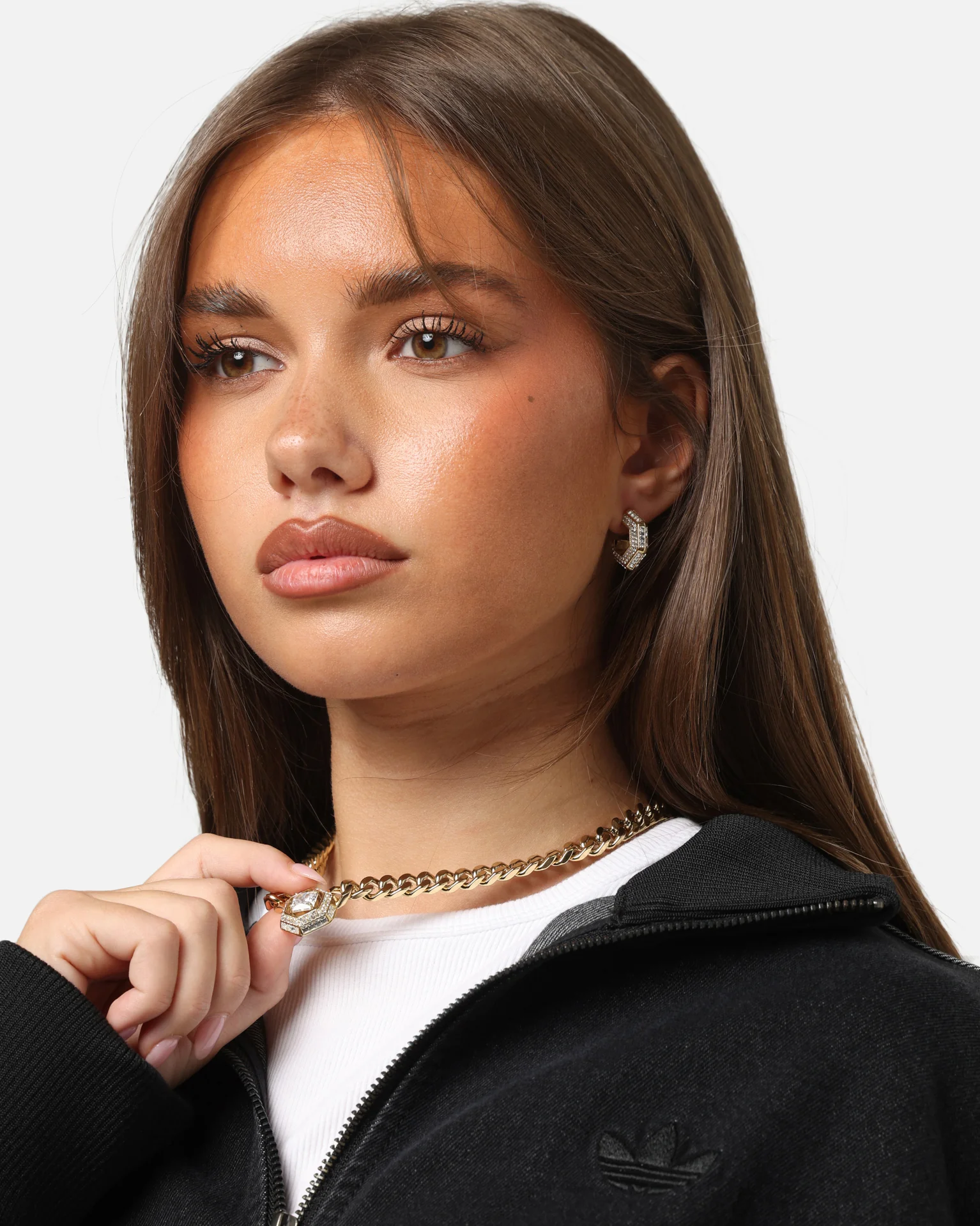 Guess Mainline Women's Lioness Queen Octagon Hoop Earrings Gold - Image 2