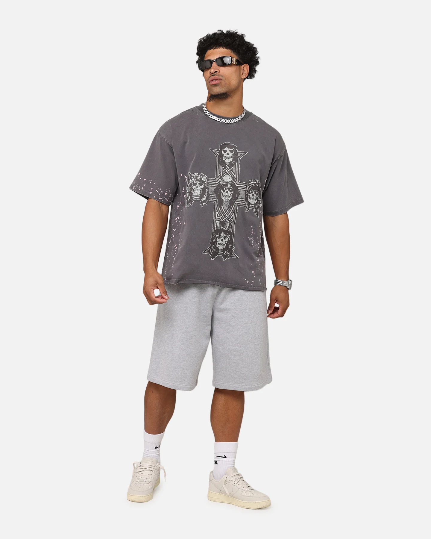 Guns N Roses Guns Cross T-Shirt Washed Black - Image 2