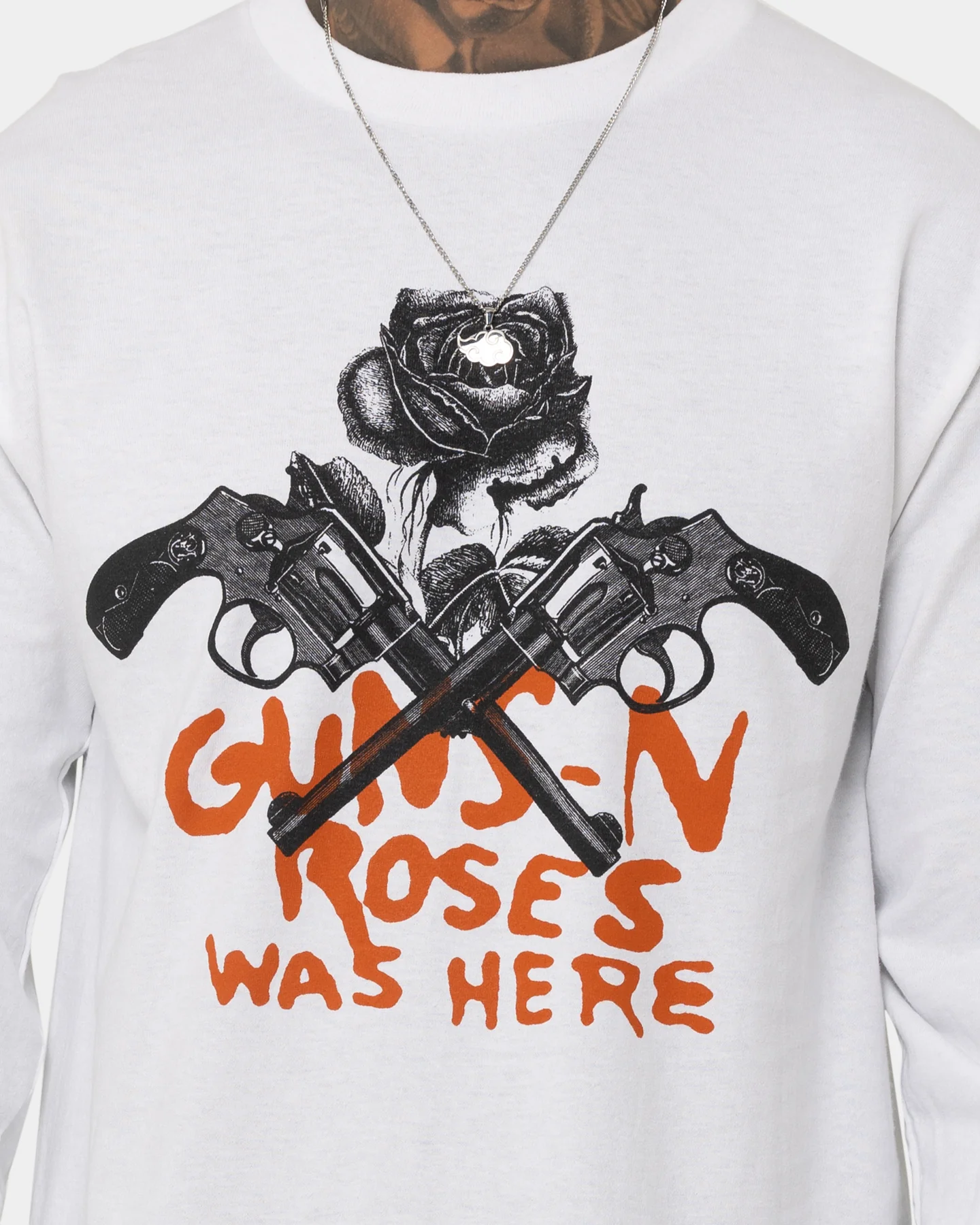 Guns n Roses Pistol Track Long Sleeve T-Shirt White - Image 3