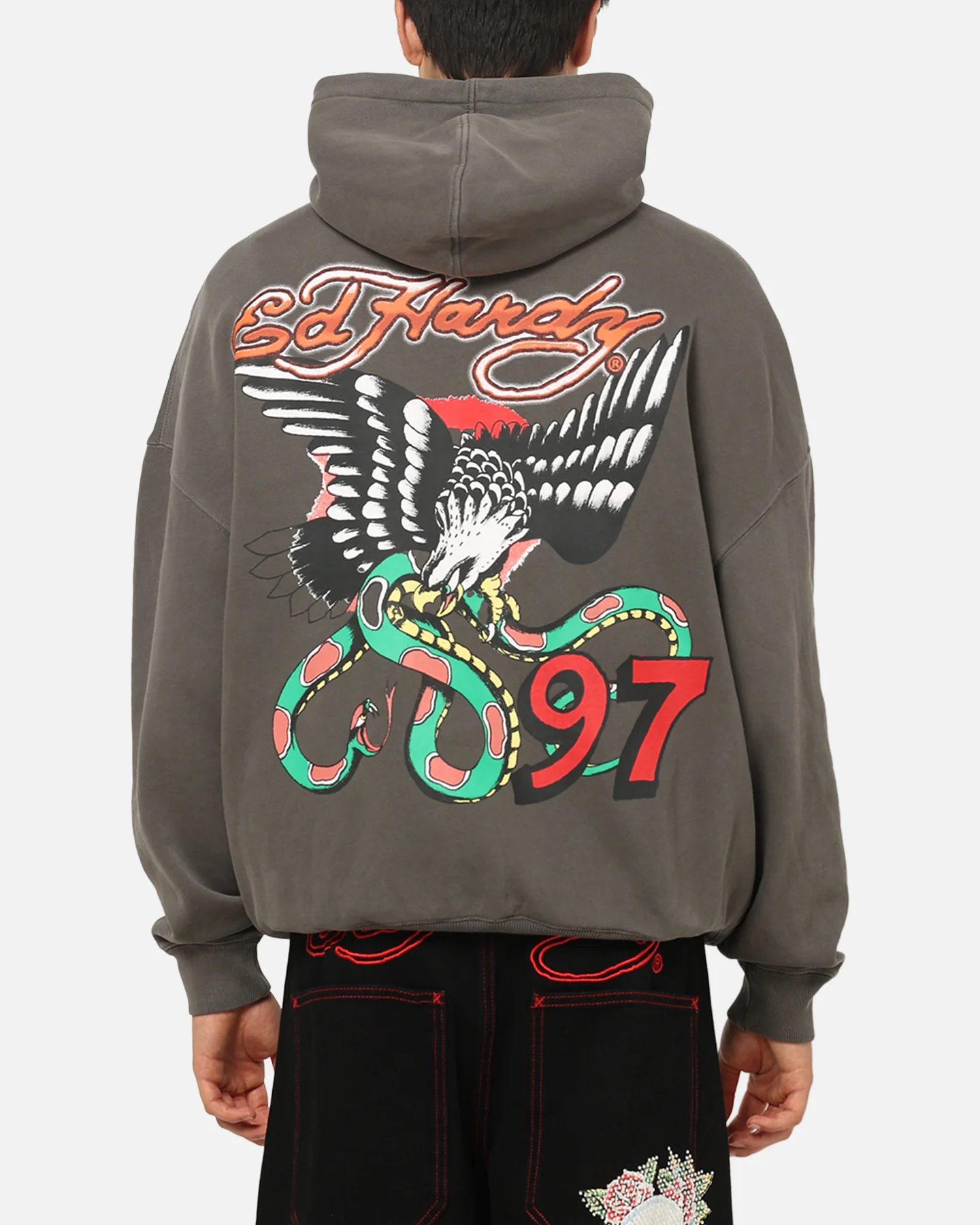 Ed Hardy Happy Motors Hoodie Washed Charcoal - Image 2