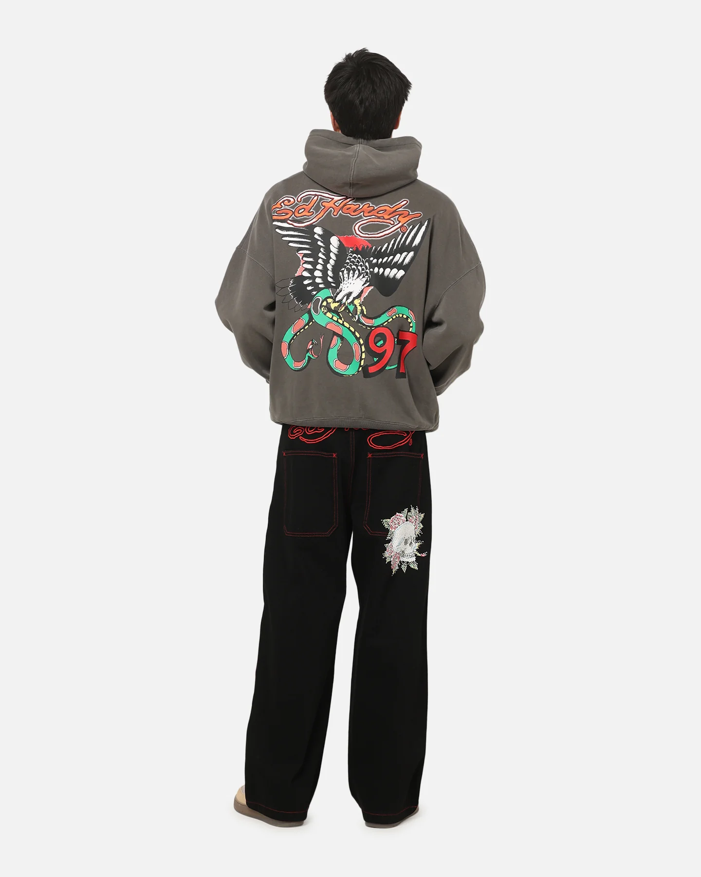 Ed Hardy Happy Motors Hoodie Washed Charcoal - Image 4