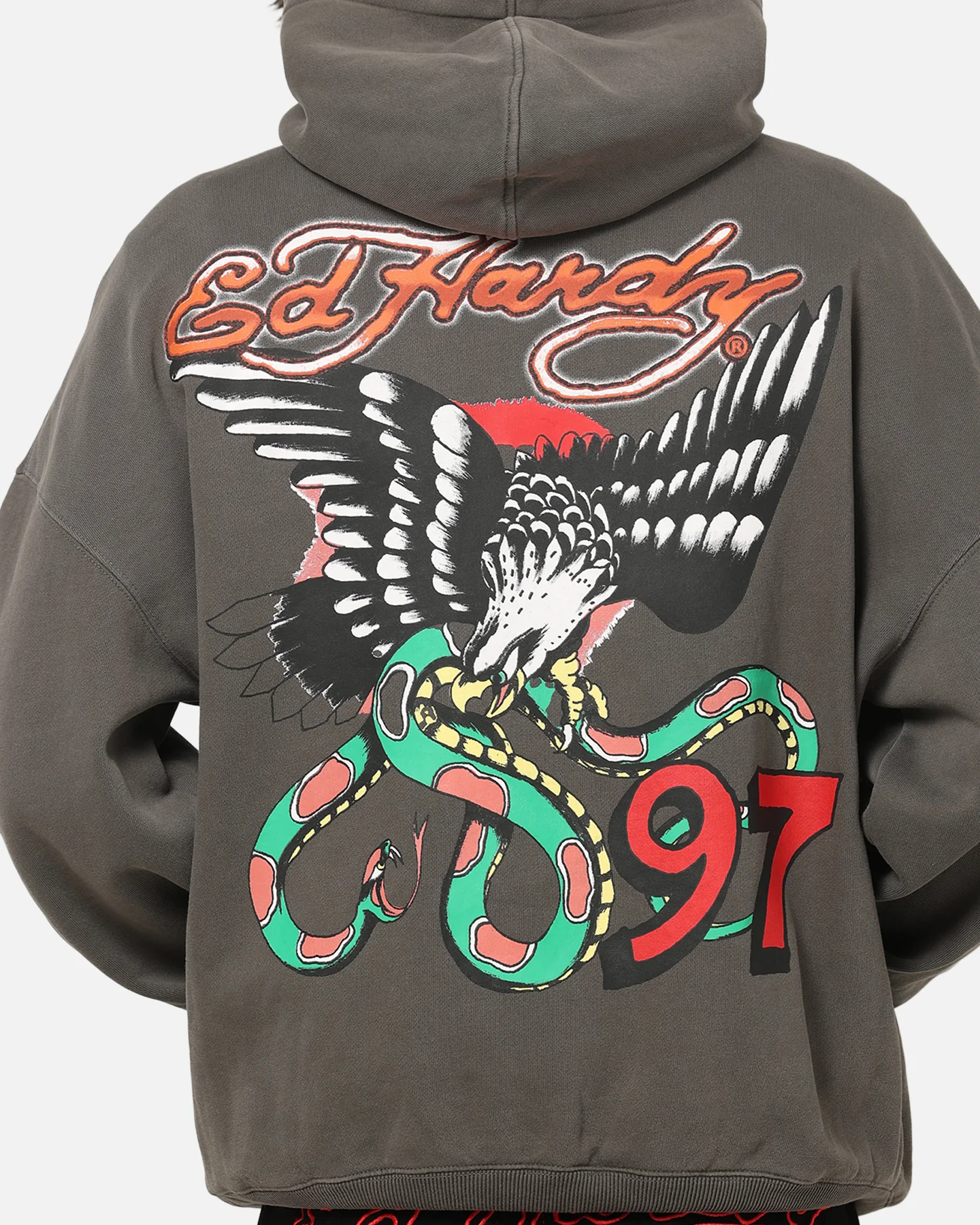Ed Hardy Happy Motors Hoodie Washed Charcoal - Image 7