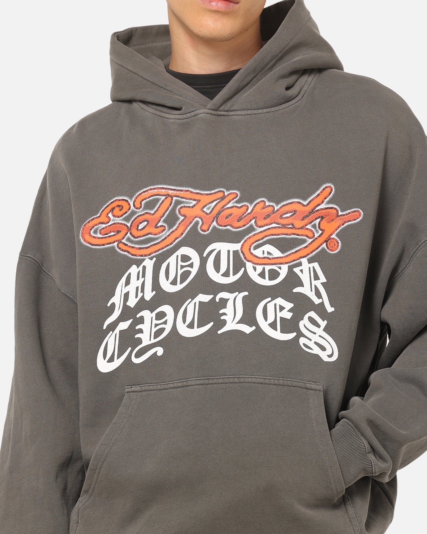 Ed Hardy Happy Motors Hoodie Washed Charcoal - Image 8