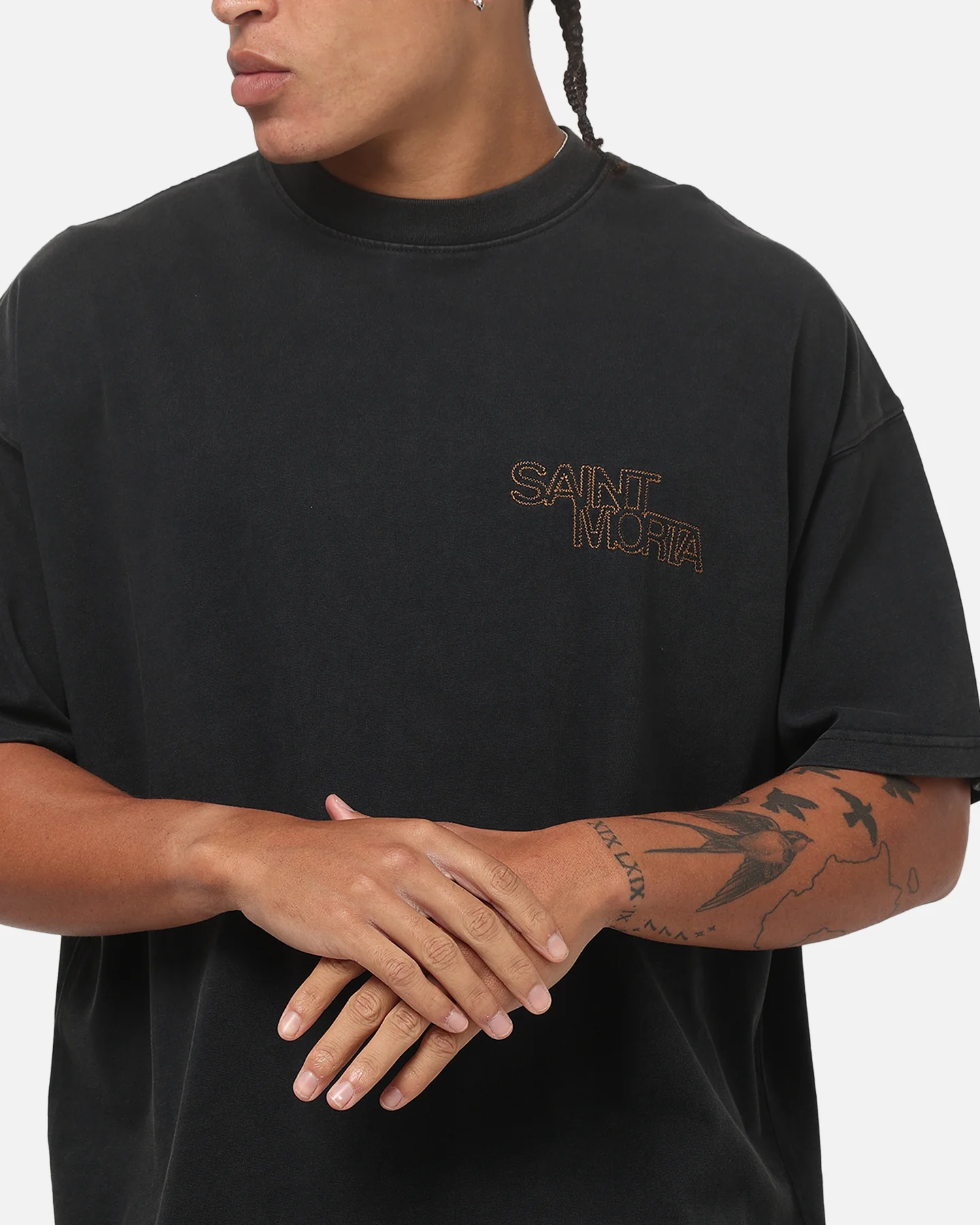 Saint Morta Heritage V2 Boxy T-Shirt Washed Black - Image 6