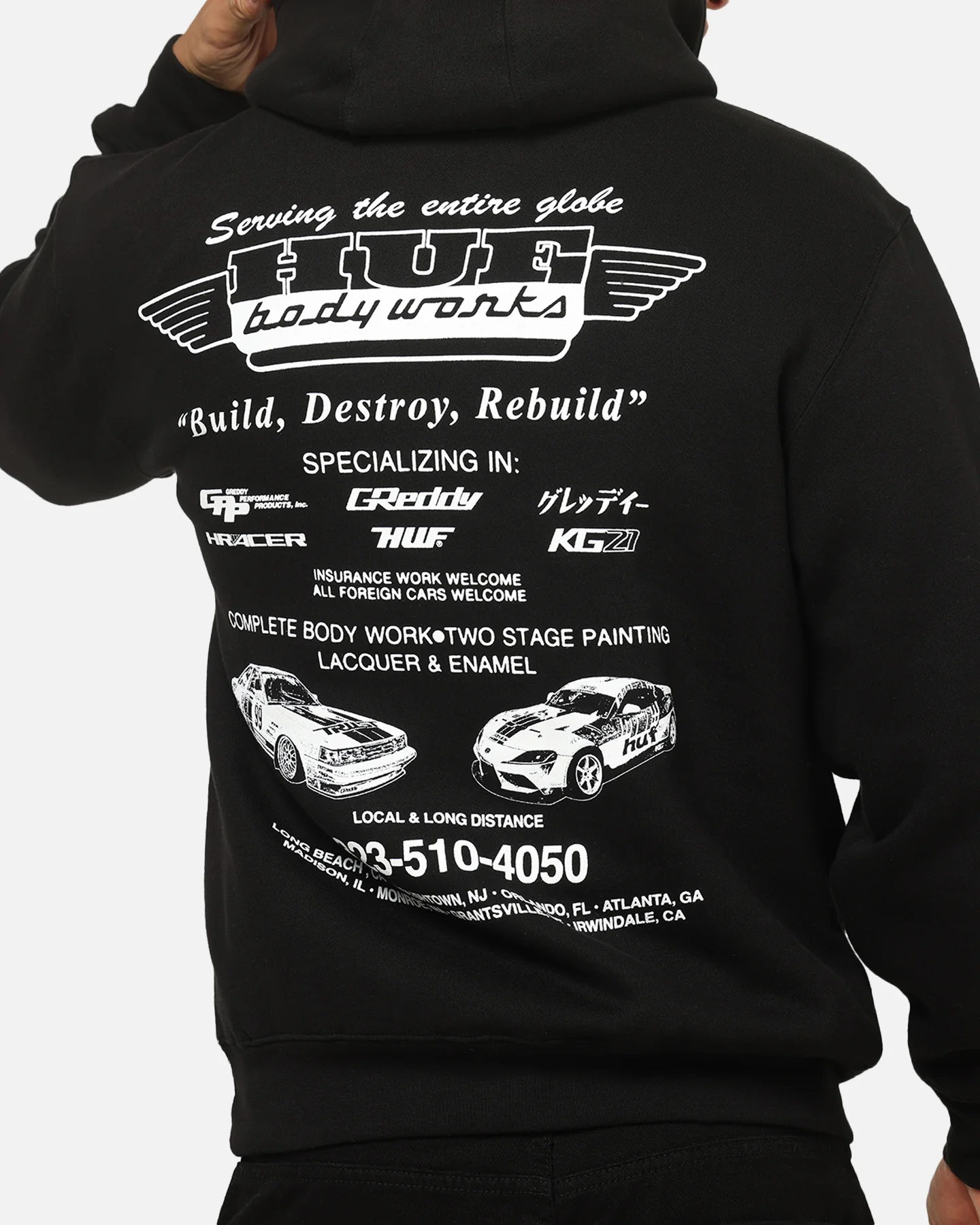 Huf X Greddy Body Works Hoodie Black - Image 7
