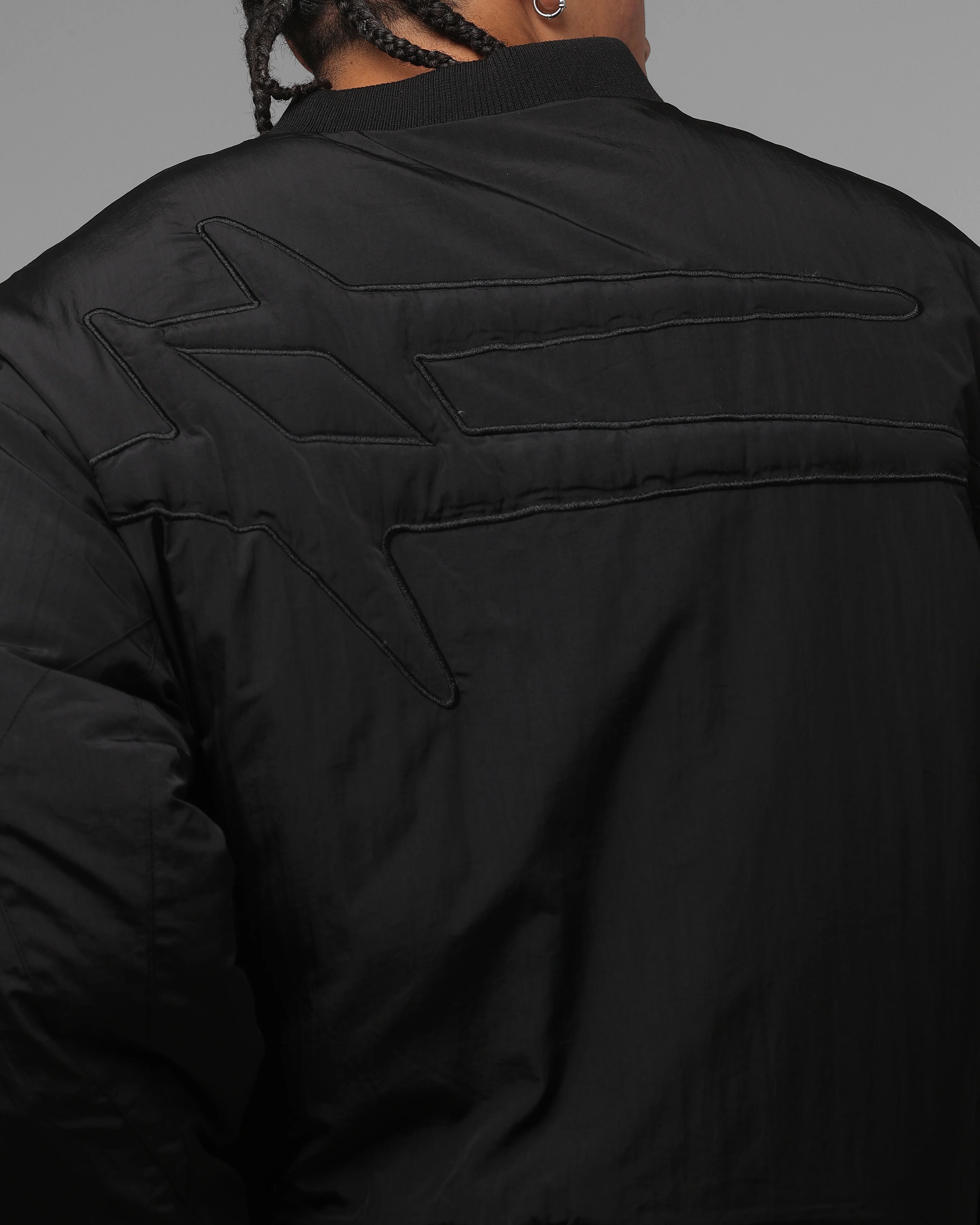 Loiter Hybrid Cropped Bomber Jacket Black - Image 9