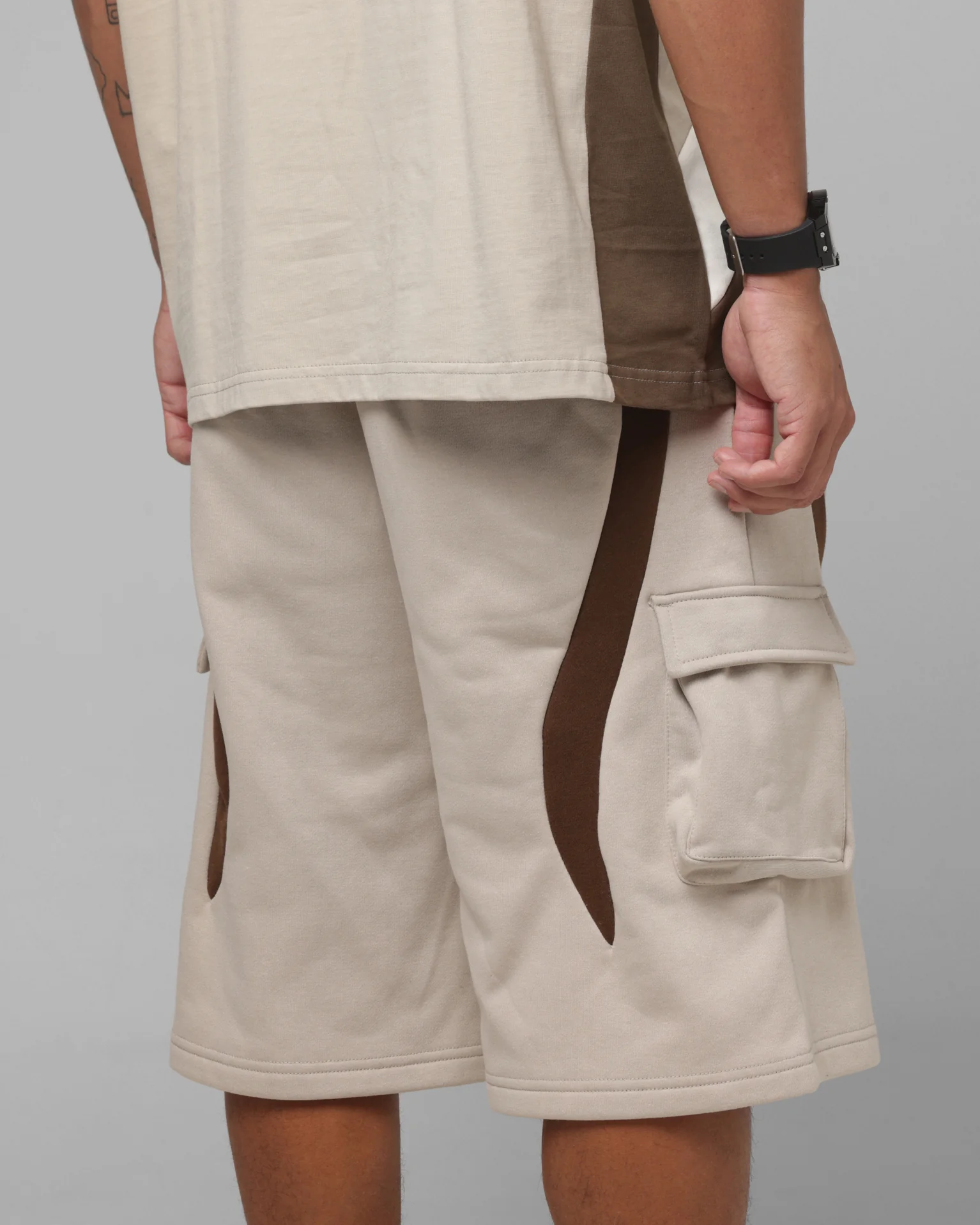 Loiter Hybrid Tek Cargo Shorts Stone - Image 4