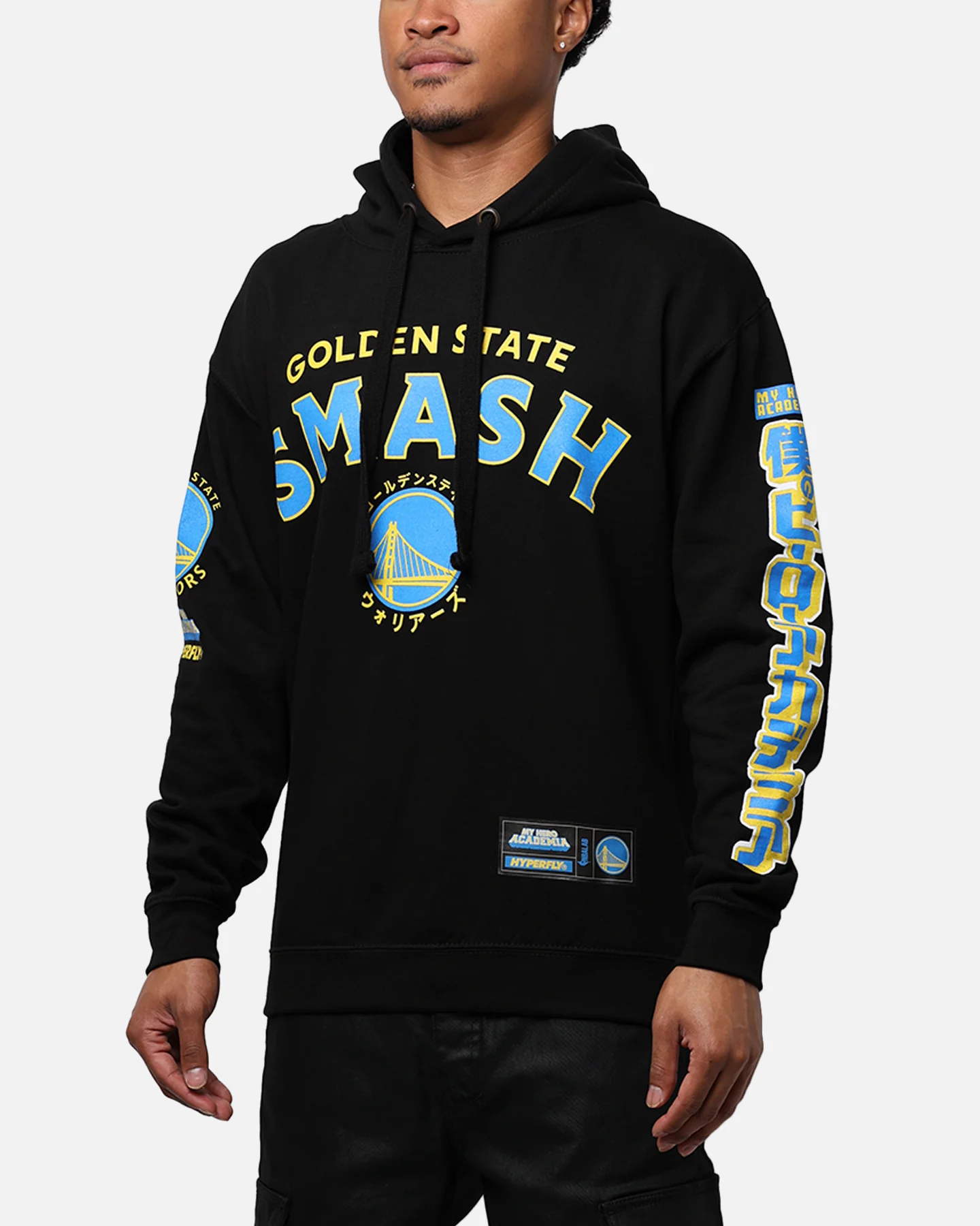 Hyperfly X My Hero Academia X NBA Golden State Warriors Hoodie Black - Image 7