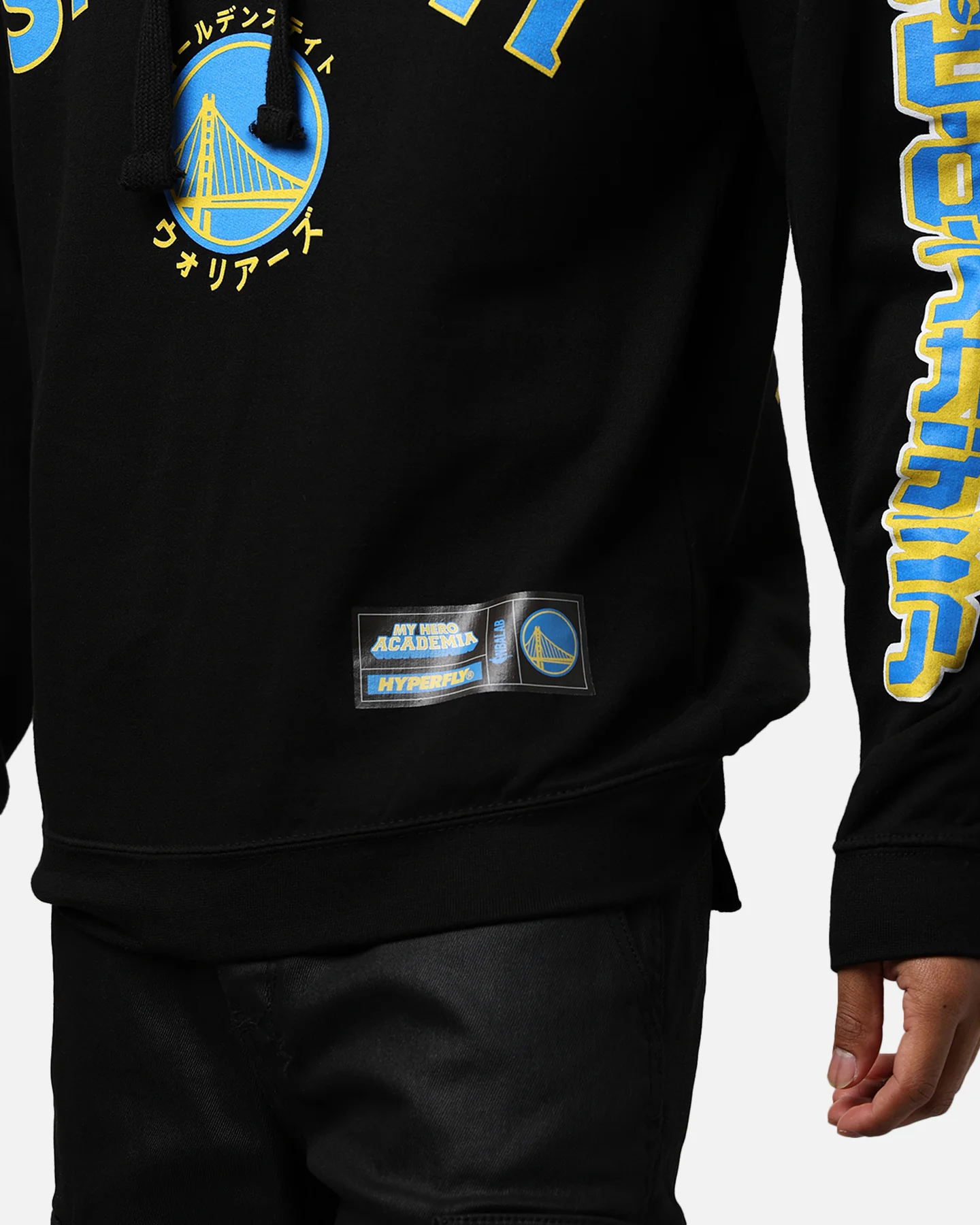 Hyperfly X My Hero Academia X NBA Golden State Warriors Hoodie Black - Image 9