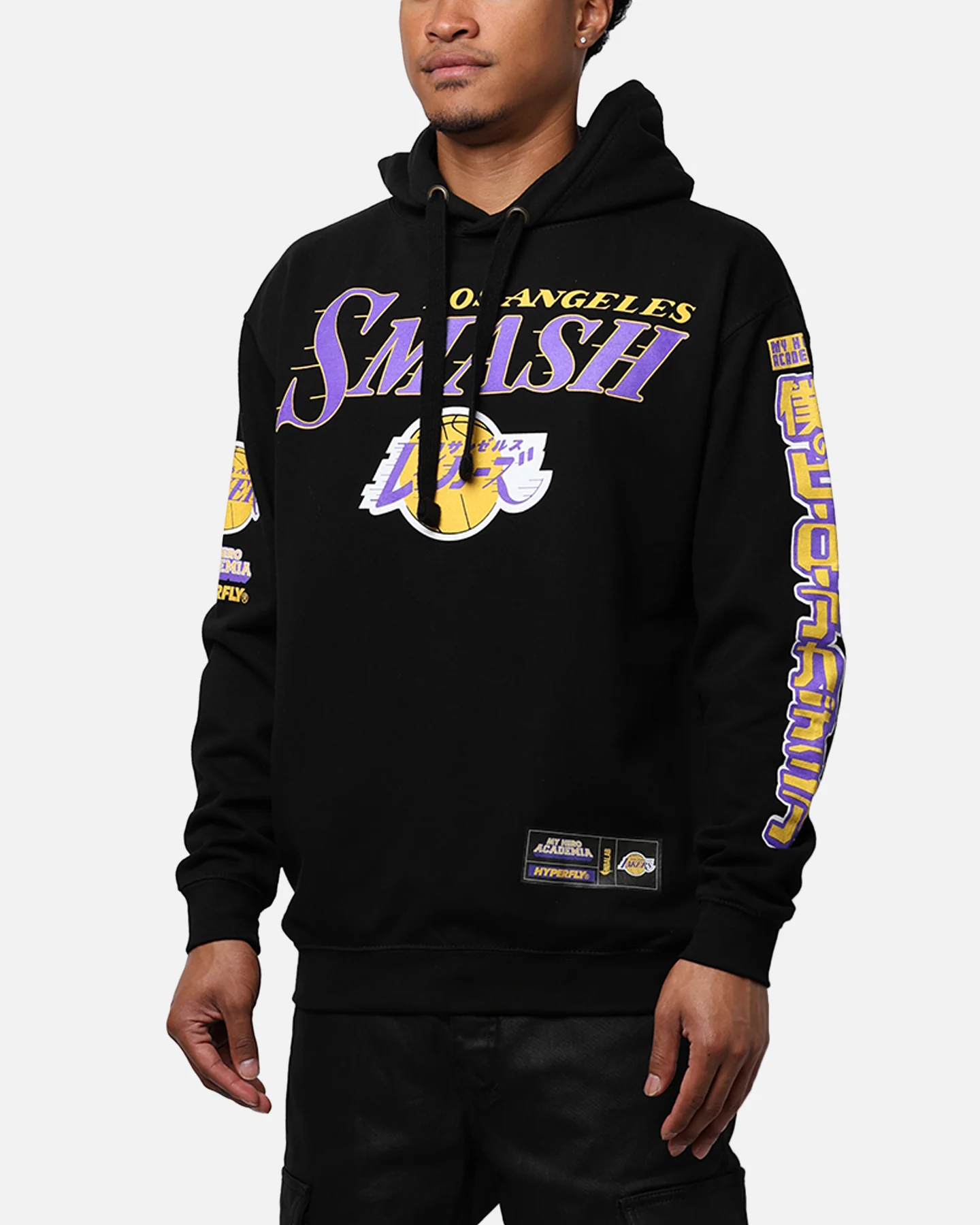 Hyperfly X My Hero Academia X NBA Los Angeles Lakers Hoodie Black - Image 6