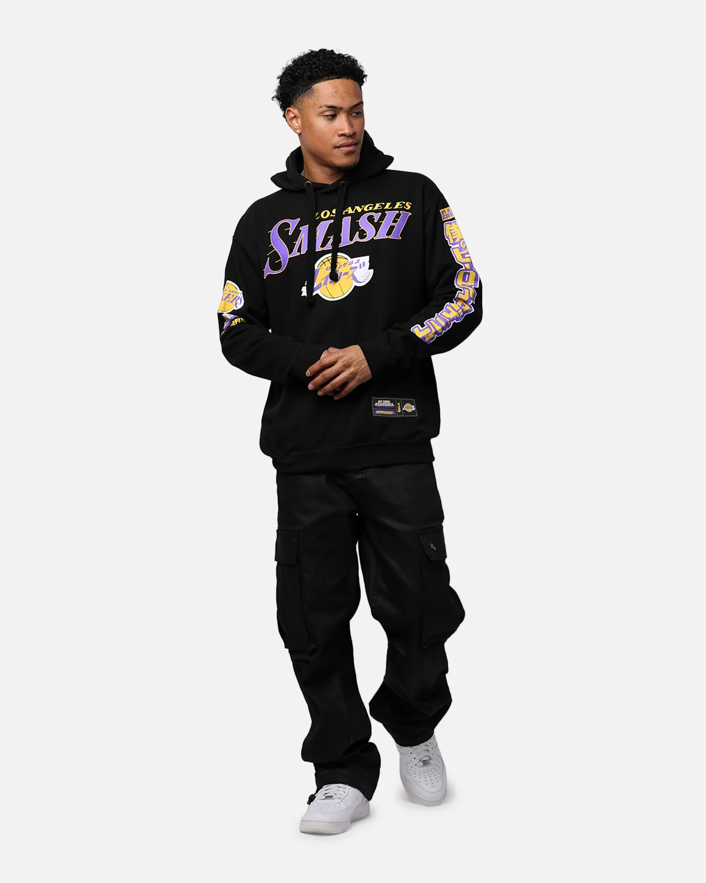 Hyperfly X My Hero Academia X NBA Los Angeles Lakers Hoodie Black - Image 8