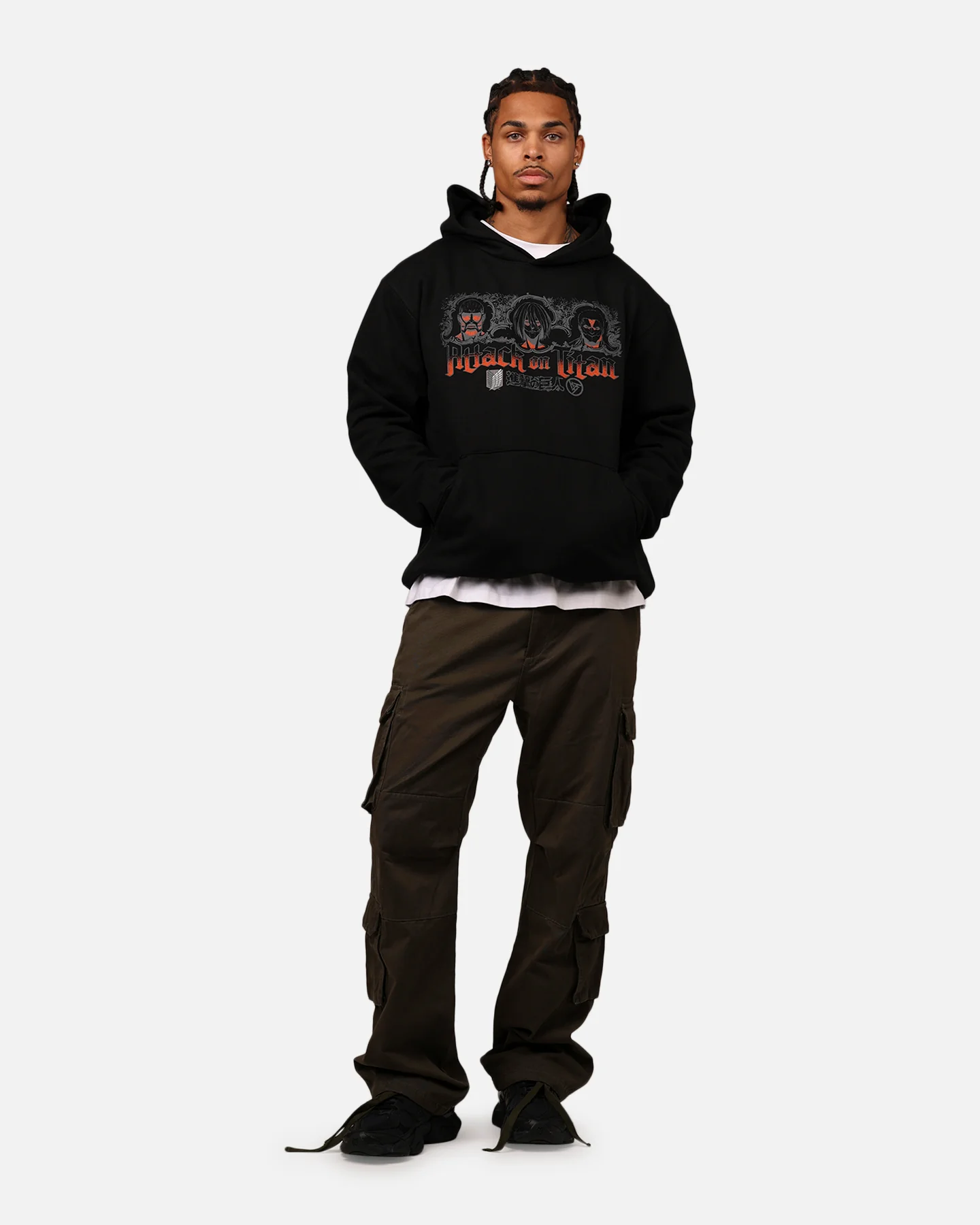 Hypland X Attack On Titan Trio Hoodie Black - Image 3