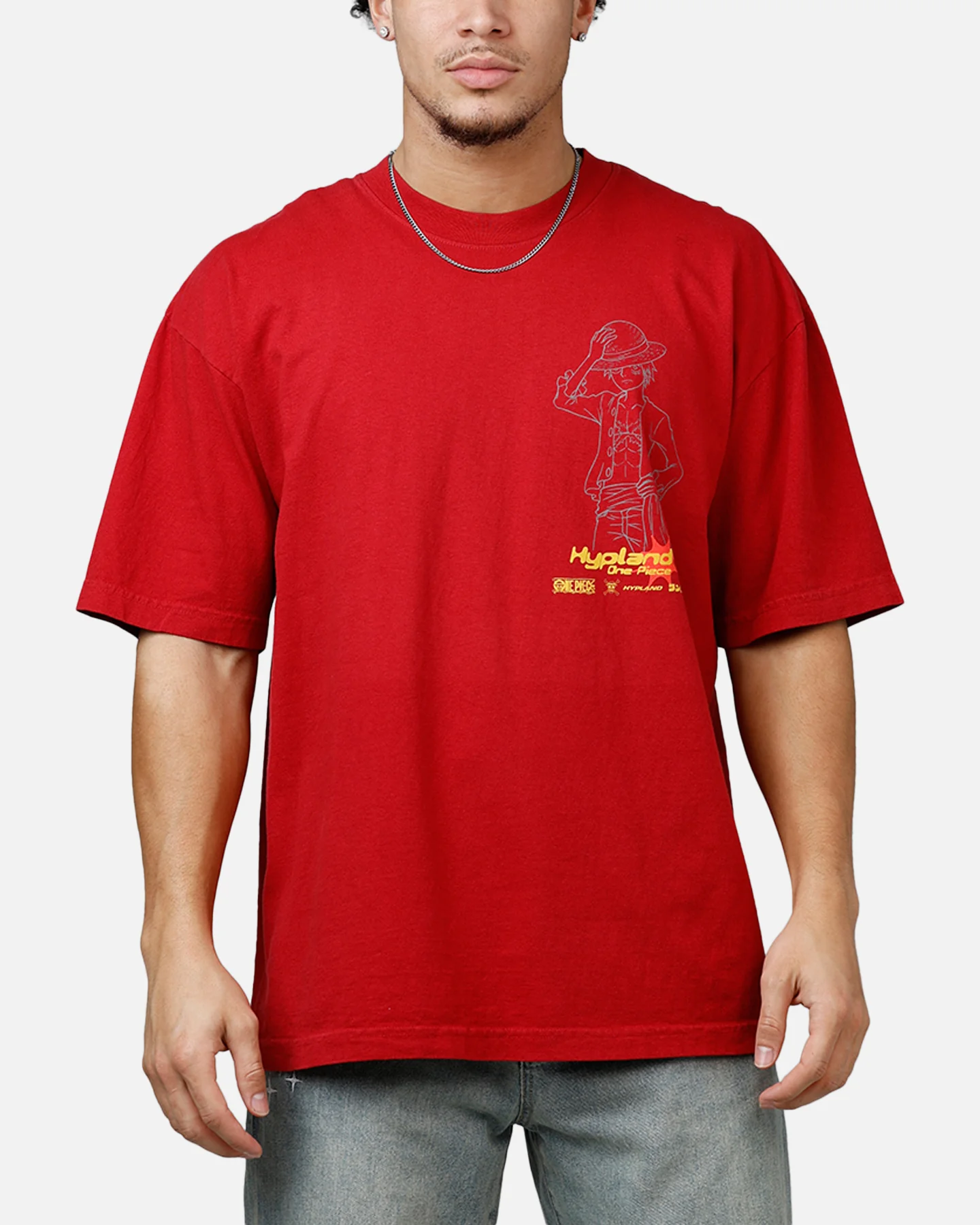 Hypland X One Piece Luffy King T-Shirt Burgundy - Image 2