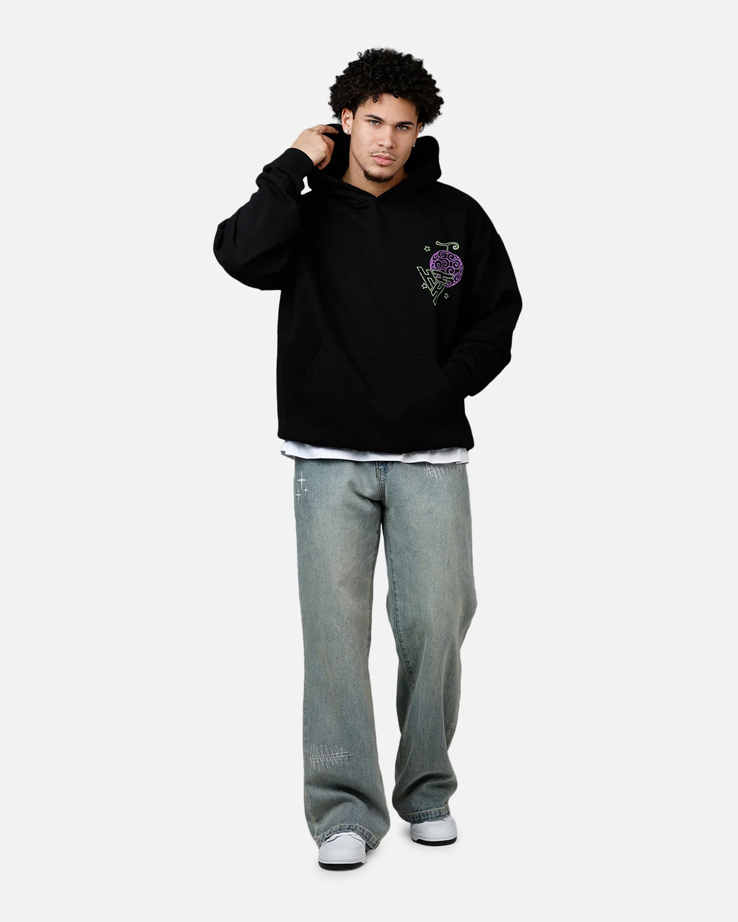Hypland X One Piece Neon Gomu Hoodie Black - Image 3