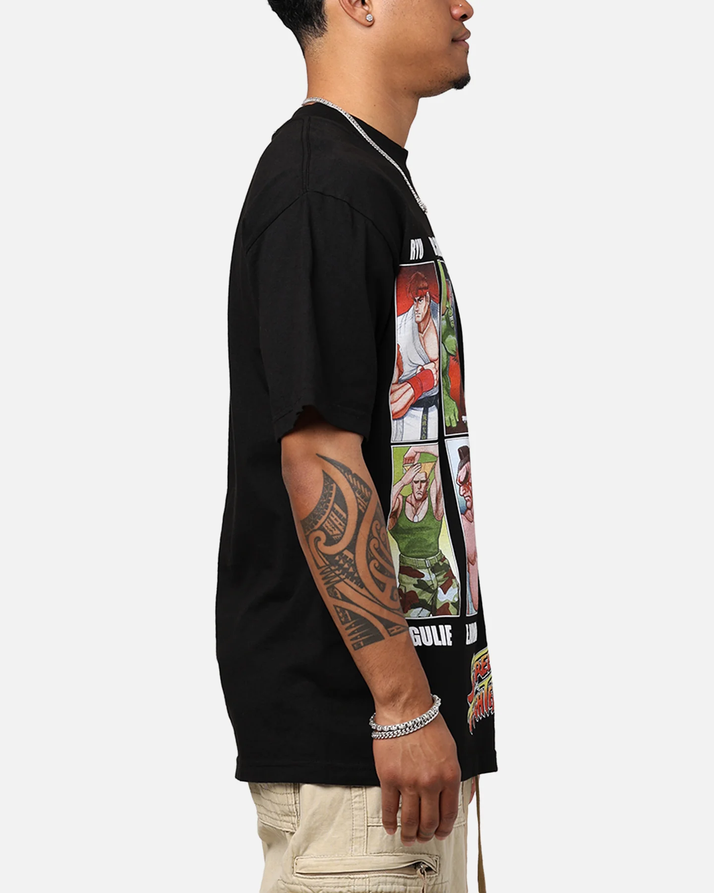 Hypland X Street Fighter Grid T-Shirt Black - Image 4