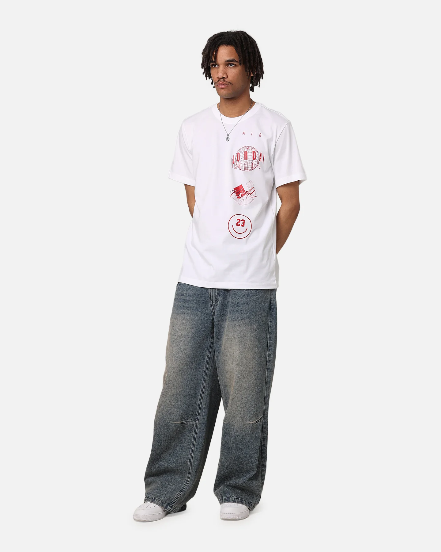 Jordan Brand Logo Stack T-Shirt White/Gym Red - Image 2