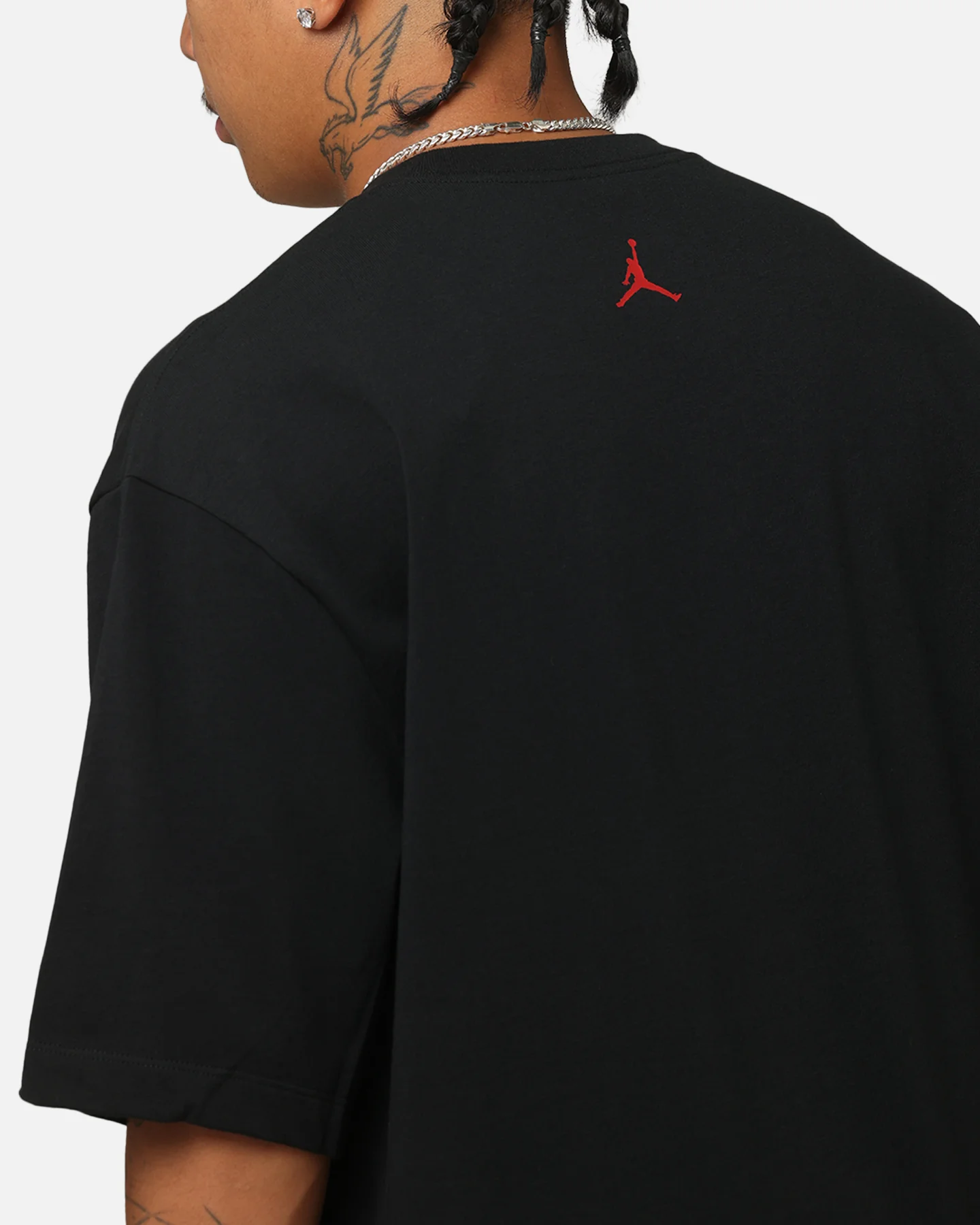 Jordan Brand Sneaker Patch Crewneck T-Shirt Black/Varsity Red - Image 6