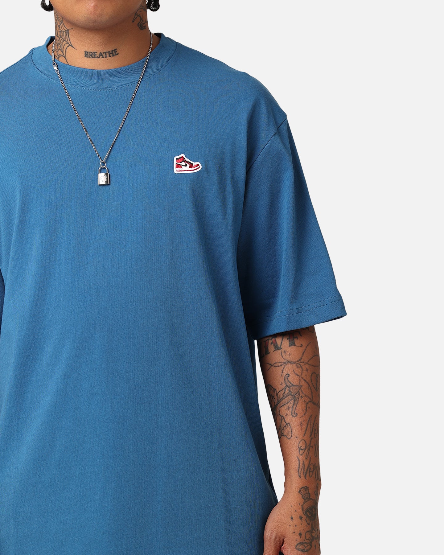 Jordan Brand Sneaker Patch Crewneck T-Shirt Industrial Blue - Image 3