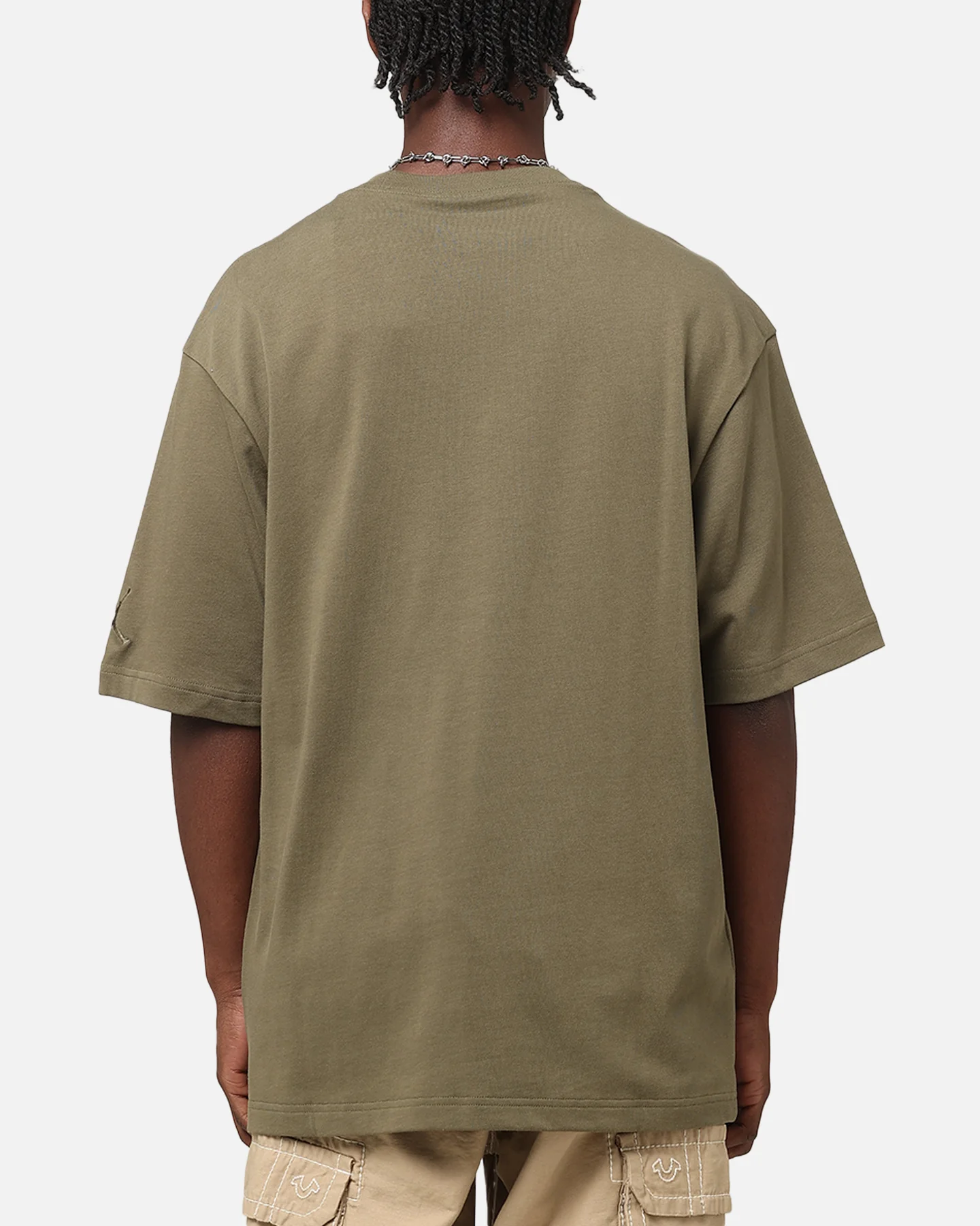 Jordan Brand Sneaker Patch Crewneck T-Shirt Medium Olive - Image 3