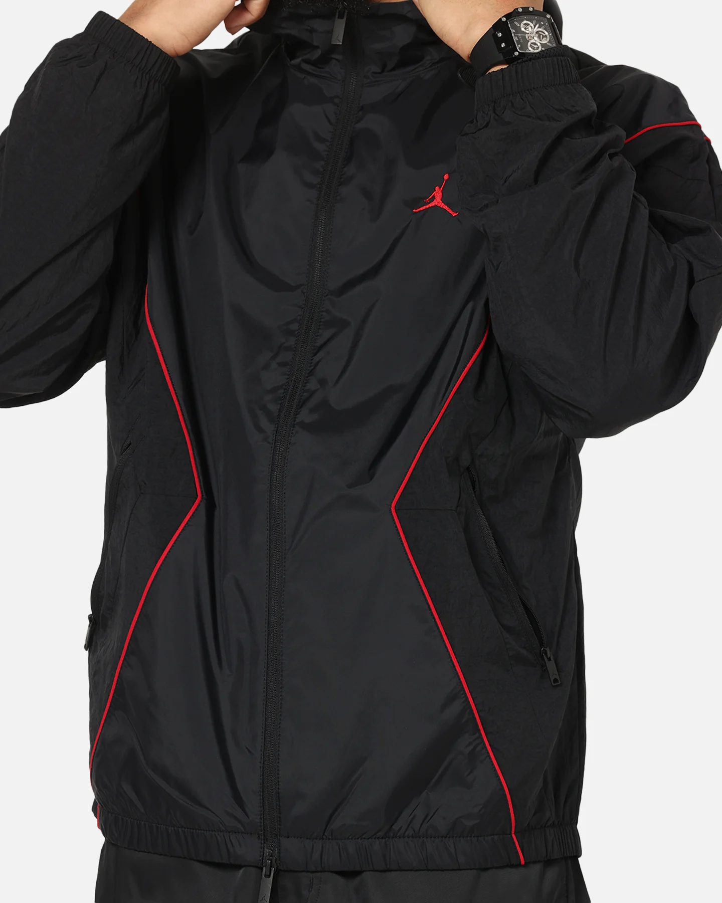 Jordan Brooklyn Draft Jacket Black/Black/Red - Image 6
