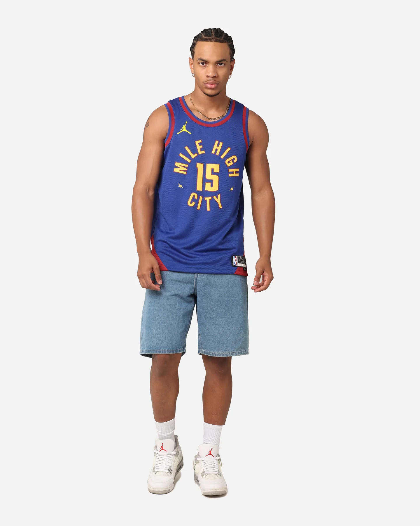 Jordan Denver Nuggets Nikola Jokić Statement Edition 2022/23 Dri-FIT Swingman Jersey Rush Blue/Team Crimson - Image 3