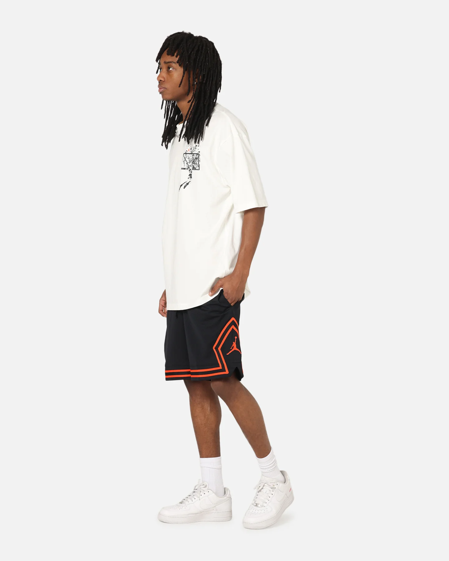Jordan Dri-FIT Mesh Diamond Shorts Black/Orange - Image 2