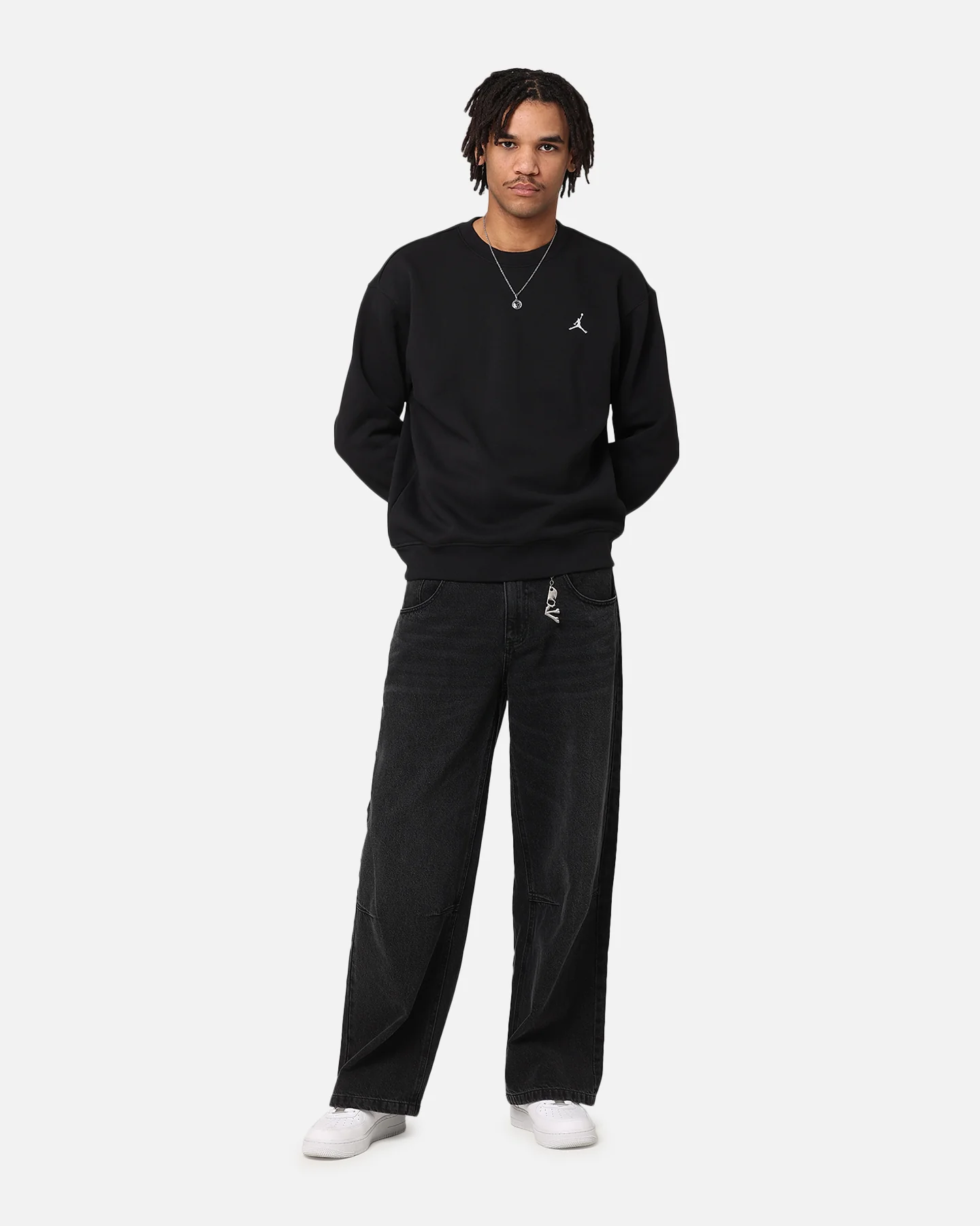 Jordan Essential Brooklyn Fleece Crewneck Black/White - Image 3