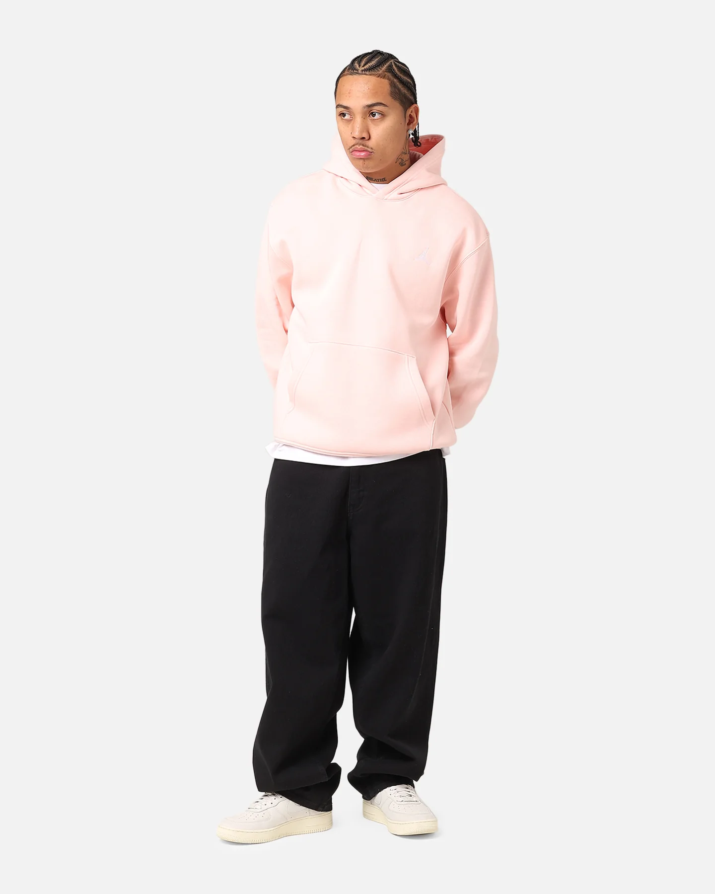 Jordan Essential Brooklyn Fleece Pullover Hoodie Pink/White - Image 2