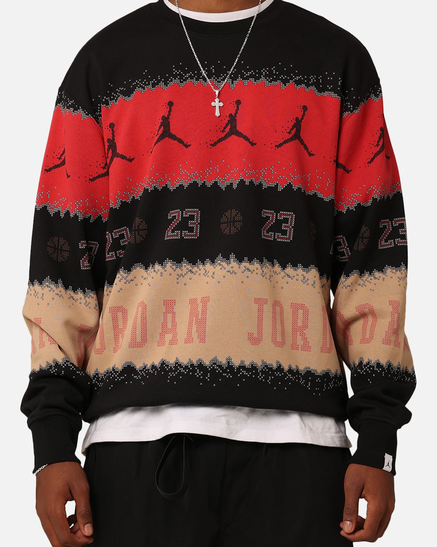 Jordan Essentials Holiday Fleece Crewneck Gym Red/Black - Image 3