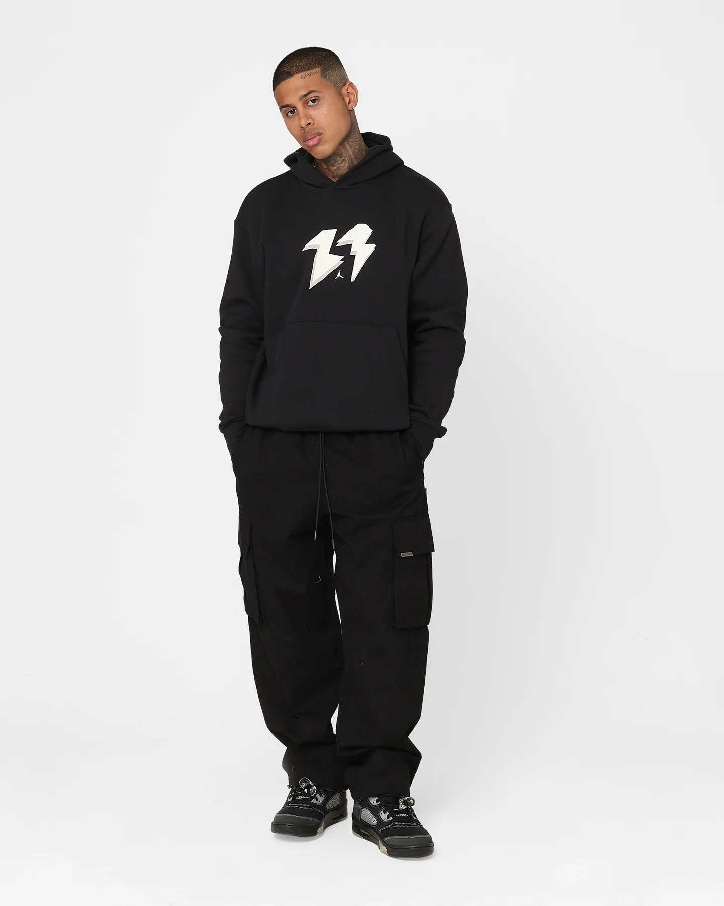 Jordan Flight MVP Fleece Pullover Hoodie Black/Sail - Image 3