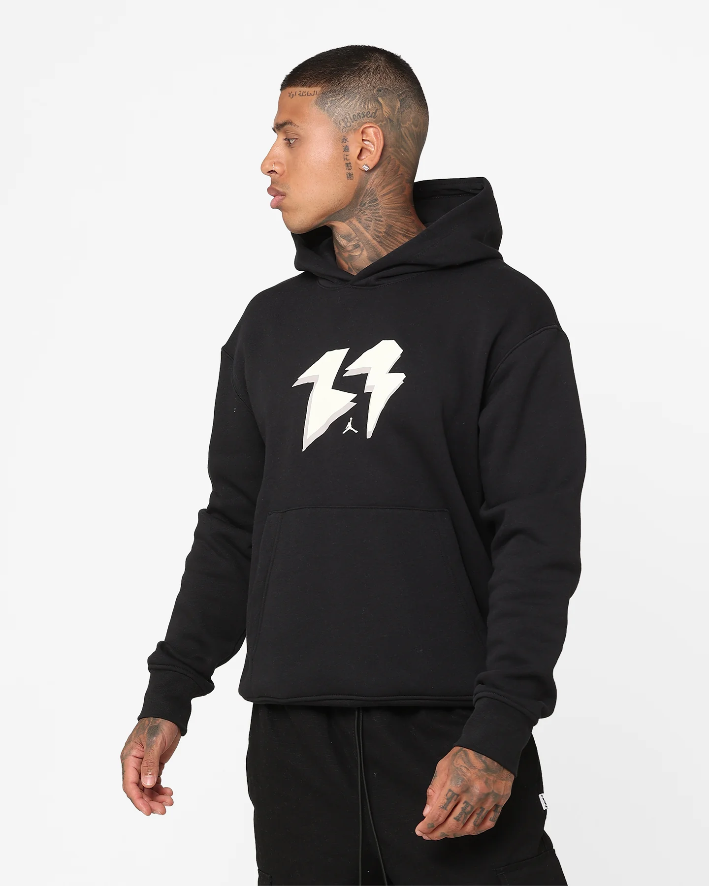 Jordan Flight MVP Fleece Pullover Hoodie Black/Sail - Image 7
