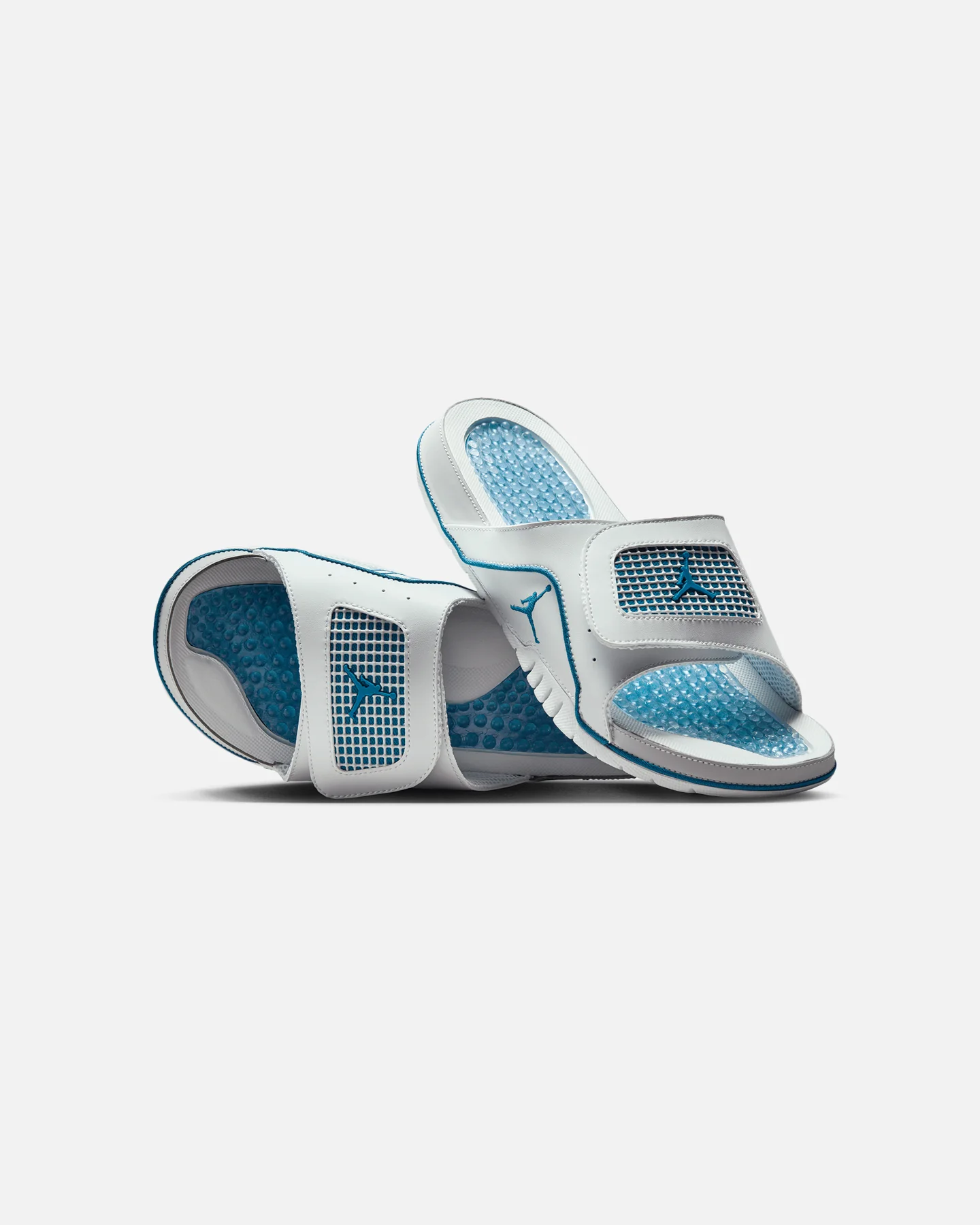 Jordan Hydro 4 Retro "MILITARY BLUE" Slides Off White/Indus - Image 4