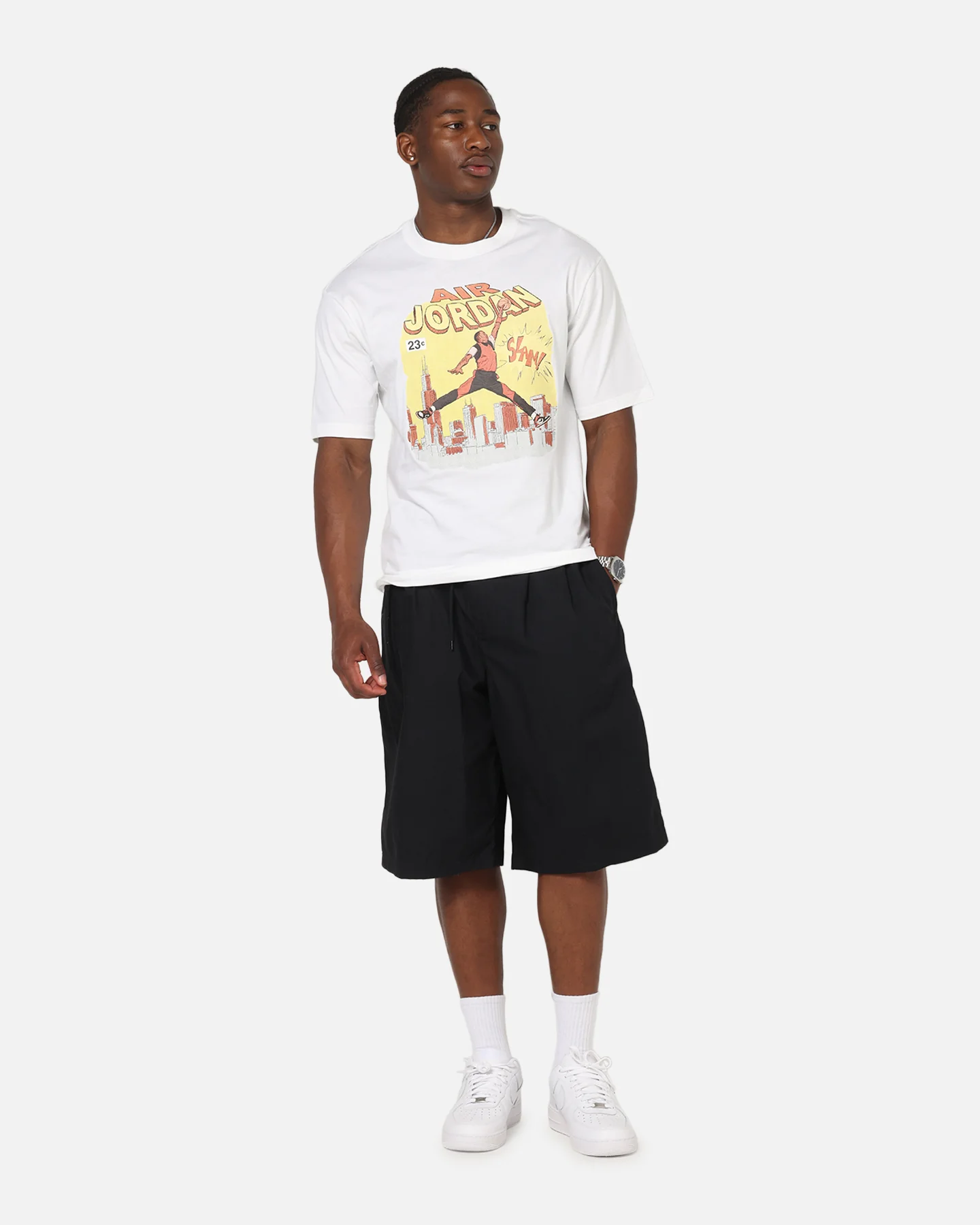 Jordan Jumpman Comic Crewneck T-Shirt White/Black - Image 2