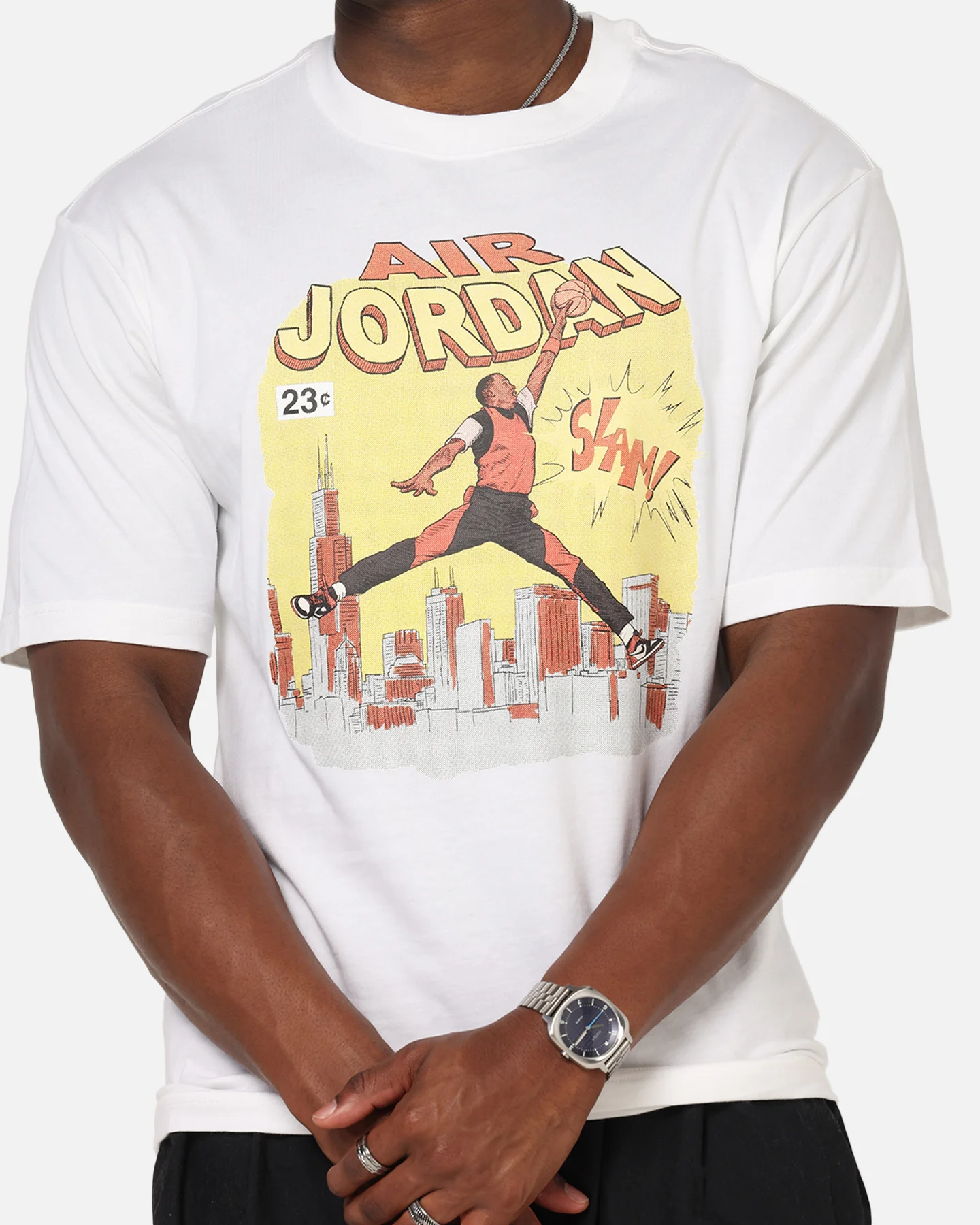 Jordan Jumpman Comic Crewneck T-Shirt White/Black - Image 7