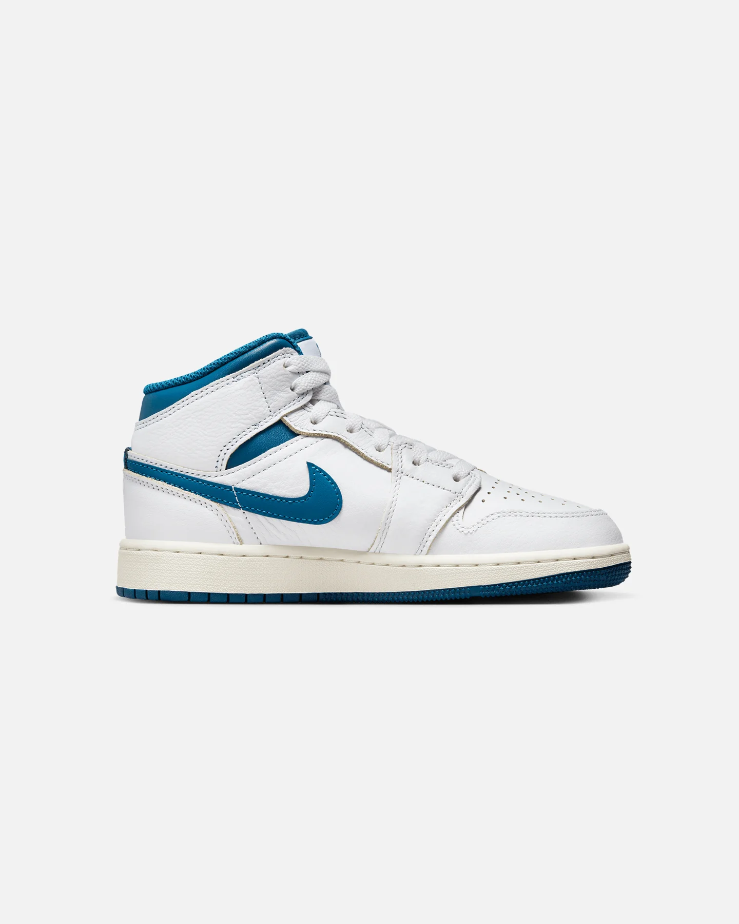 Jordan Kid's Air Jordan 1 Mid SE (GS) White/Industrial Blue - Image 4