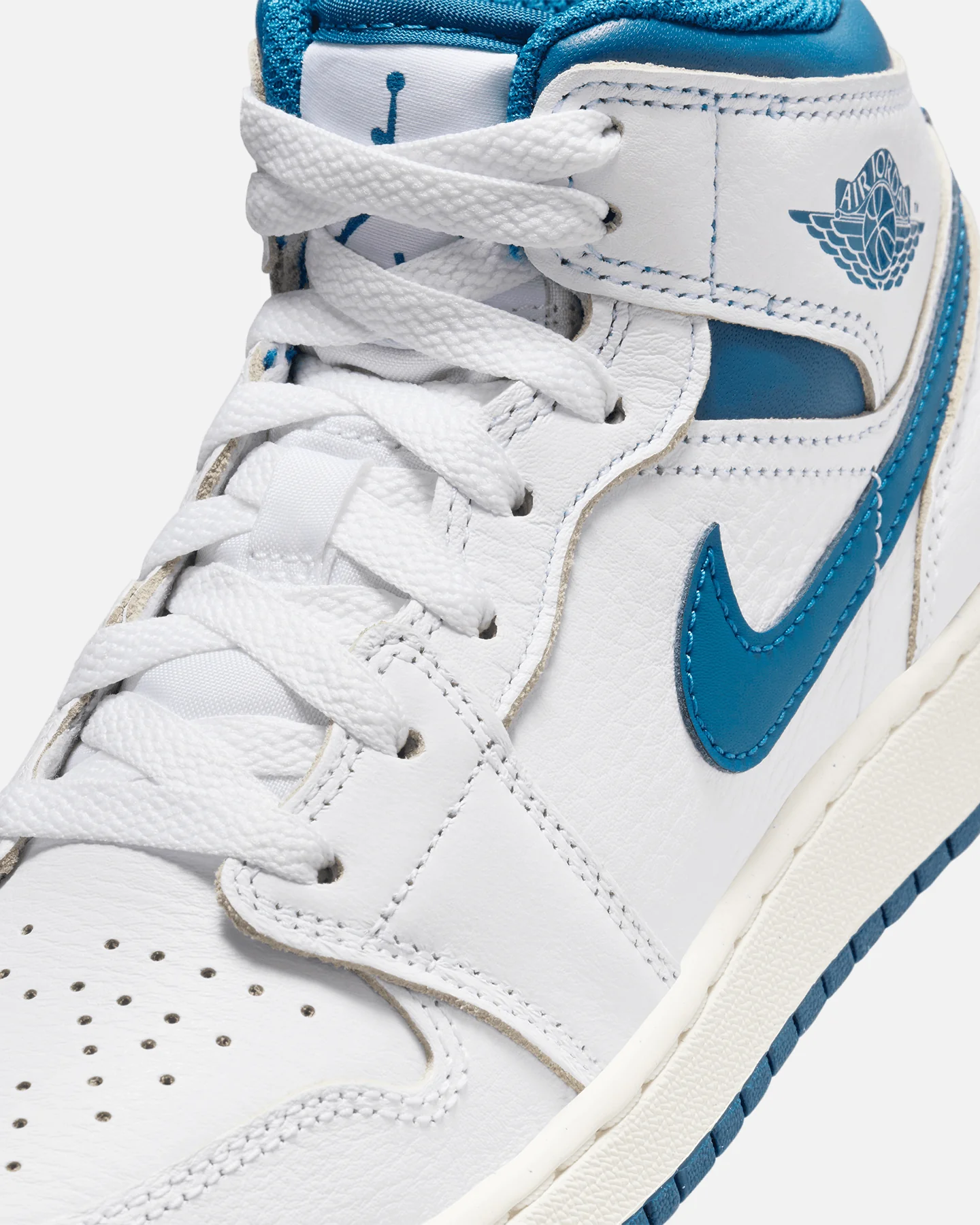 Jordan Kid's Air Jordan 1 Mid SE (GS) White/Industrial Blue - Image 6