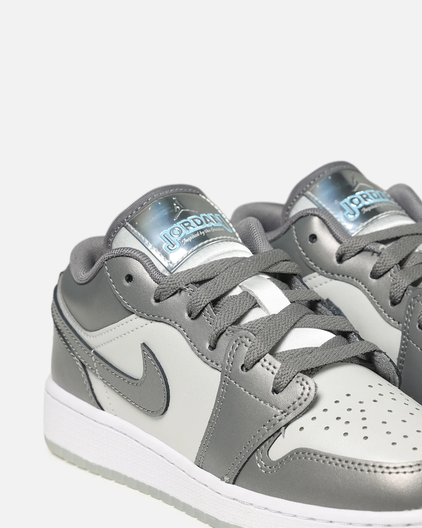 Jordan Kids' Air Jordan 1 Low SE (GS) Flat Pewter/Blue Chill - Image 6