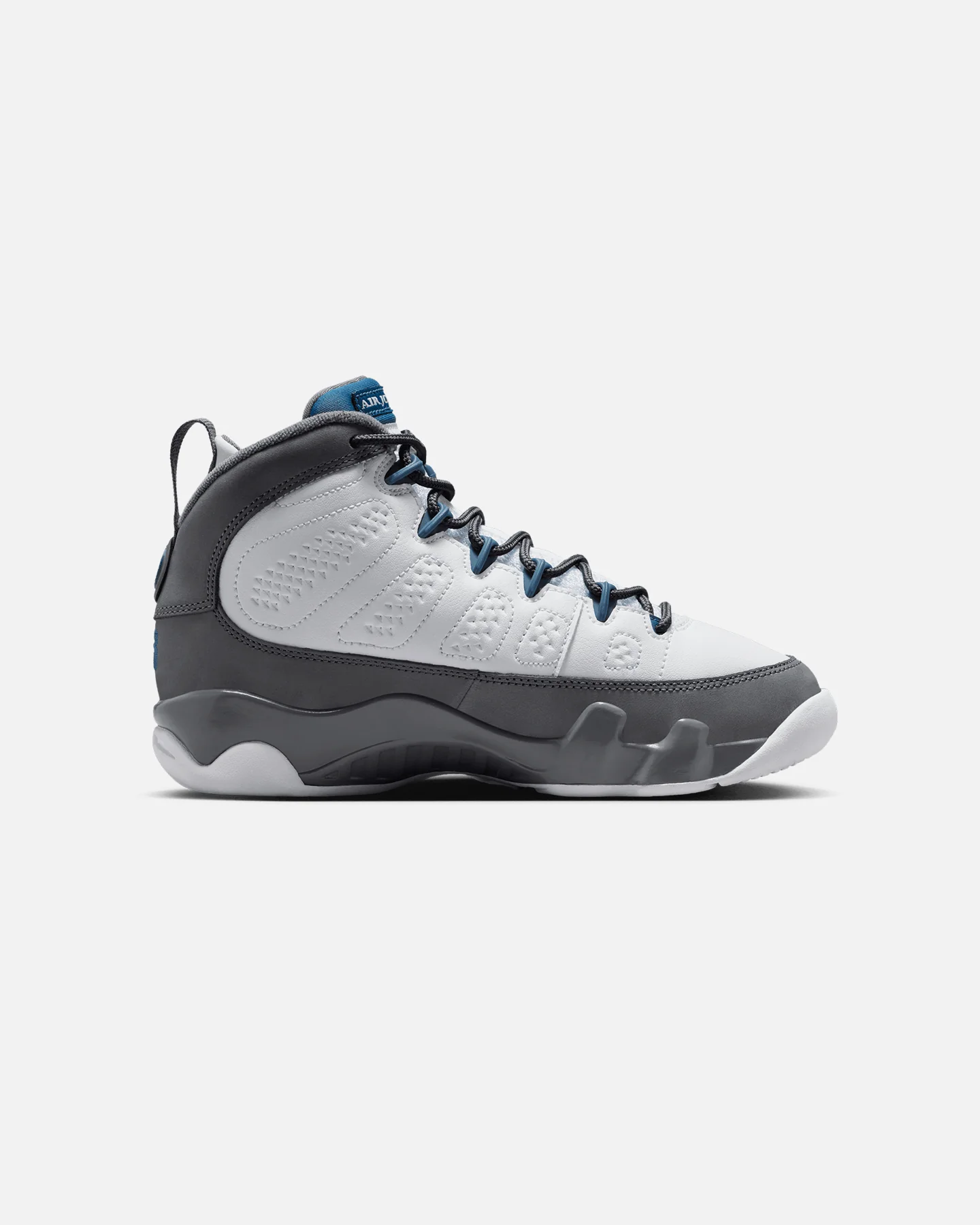 Jordan Kids' Air Jordan 9 Retro "Flint Grey" (GS) White/French Blue-Flint Grey - Image 4