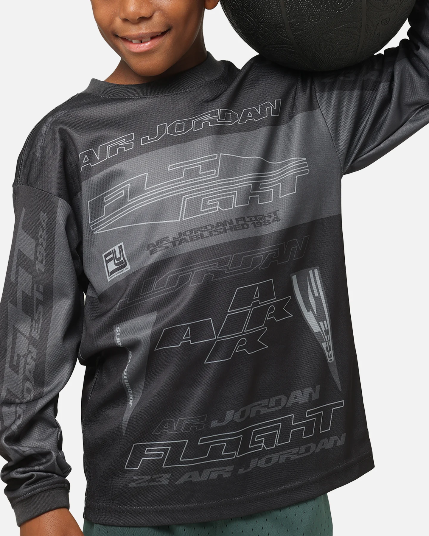 Jordan Kids' MVP Motorsport Long Sleeve Jersey Black - Image 3