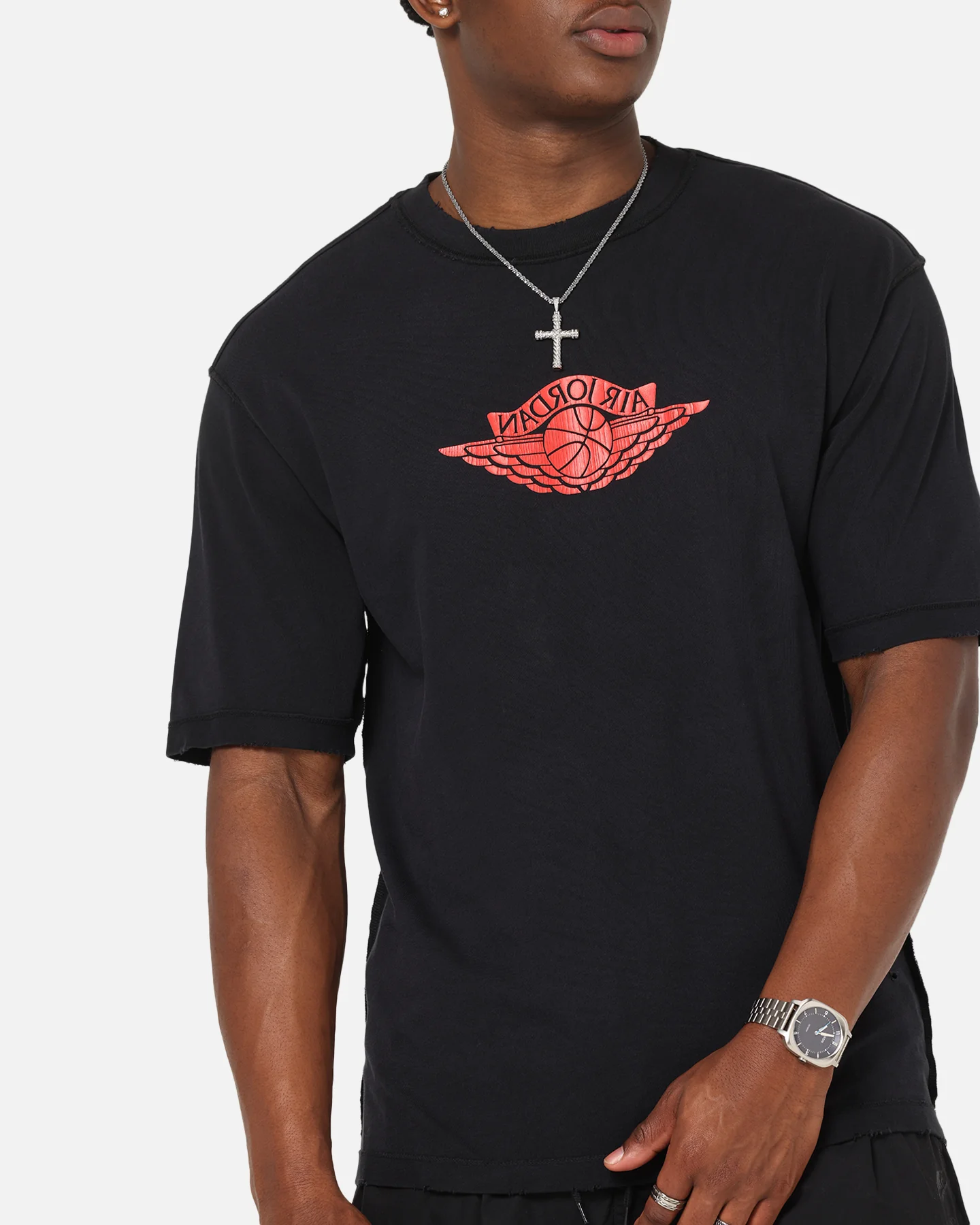 Jordan Rare Air 85 Wash T-Shirt Black/Chile Red - Image 7
